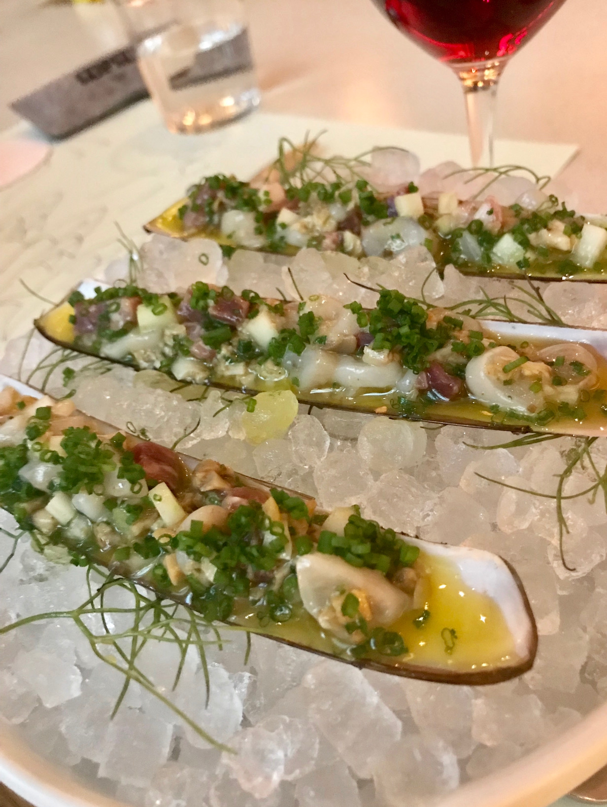Lemony and bright razor clams at Scampi.