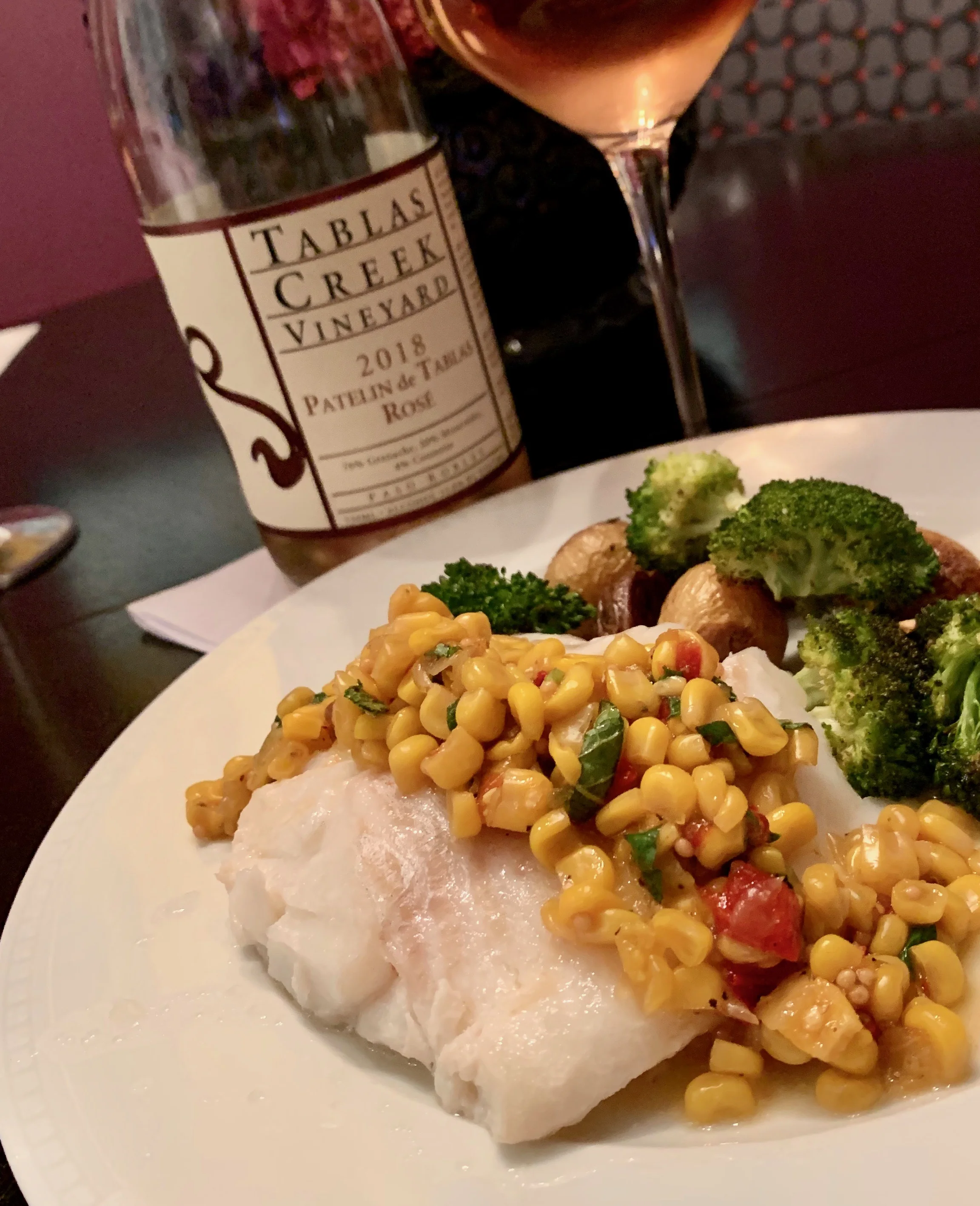 Baked Cod with Corn Mint Salsa