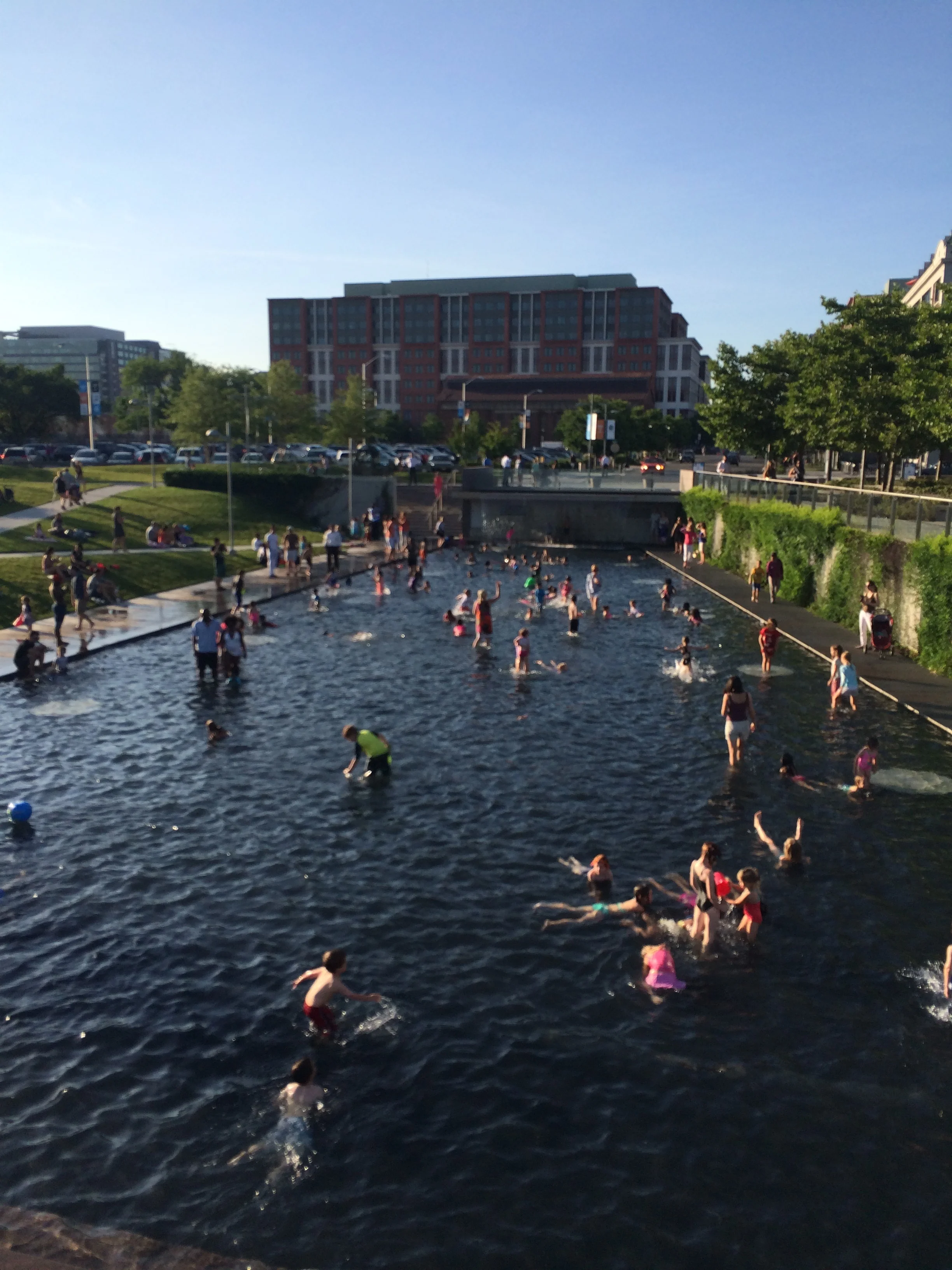 The wading pool is a favorite with the crowds.