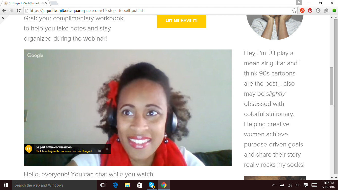 Here's a screenshot of me keeping my cool as I try to sort out the technical difficulties.