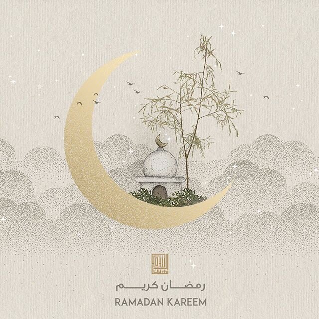 A Ramadan greeting card commission by Sheikha Shamma AlNahyan. The greeting card is designed as a collage featuring vernacular flora of the UAE⁣
⁣
⁣
Plants used in the design: ⁣
- Tamarix arabica⁣  In Arabic known as أثل or طرفاء⁣
⁣
- Salsola imbrica
