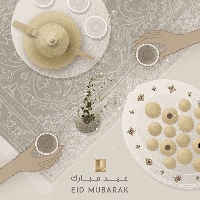 ✨🍪 عِيد مبَارك⠀
⠀
Eid greeting card commissioned by @shamma_ssk ⠀
The greeting card is designed as a Eid collage featuring botanical details inspired by vernacular flora of the UAE