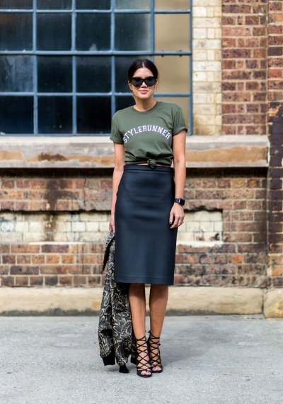 tee and pencil skirt