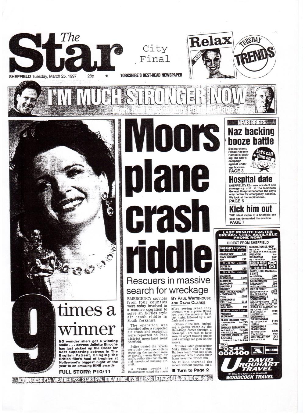 The crash that never was... Original article in The Sheffield Star, March 25th 1997