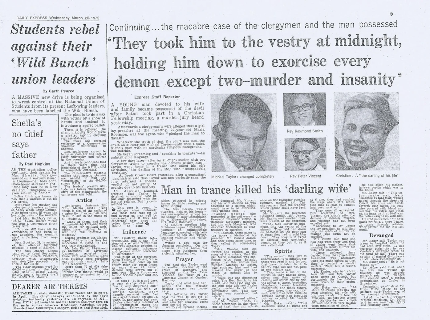 Daily Express article March 25th 1975