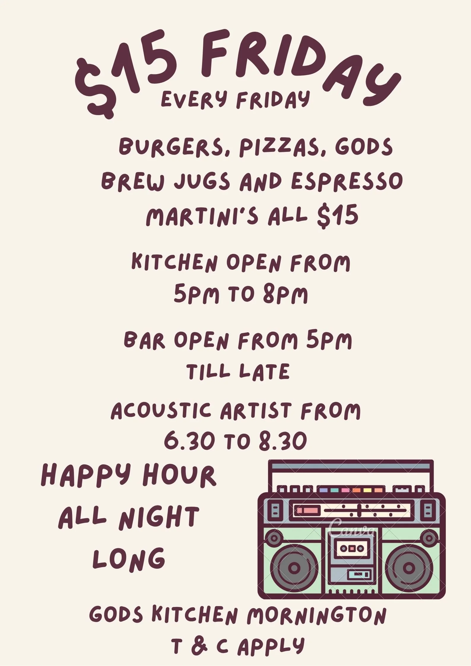Live Music &amp; $15 Friday   