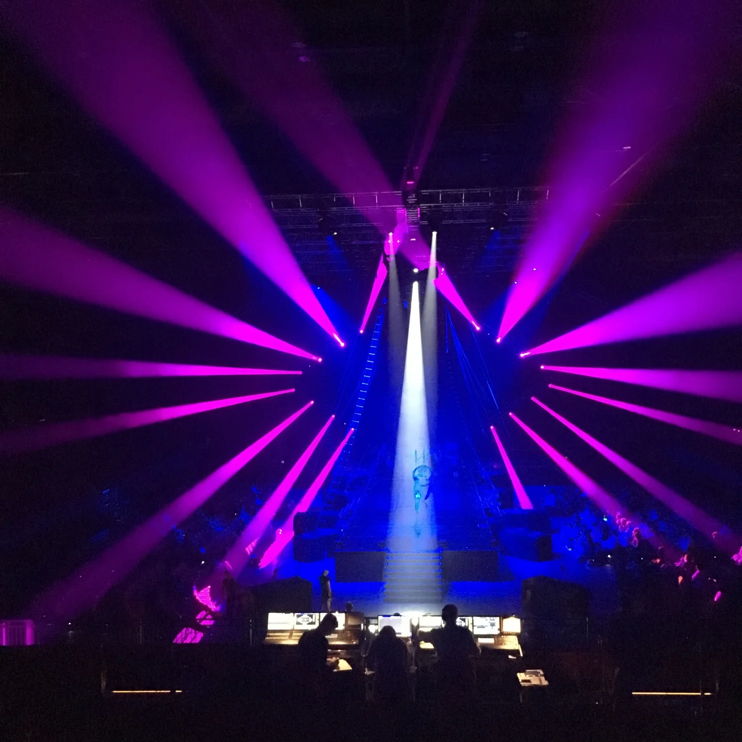 Purple-lit Cirque Adrenaline stage during rehearsals at AsiaWorld-Expo