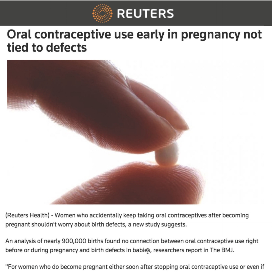 Reuters - OC and birth defects