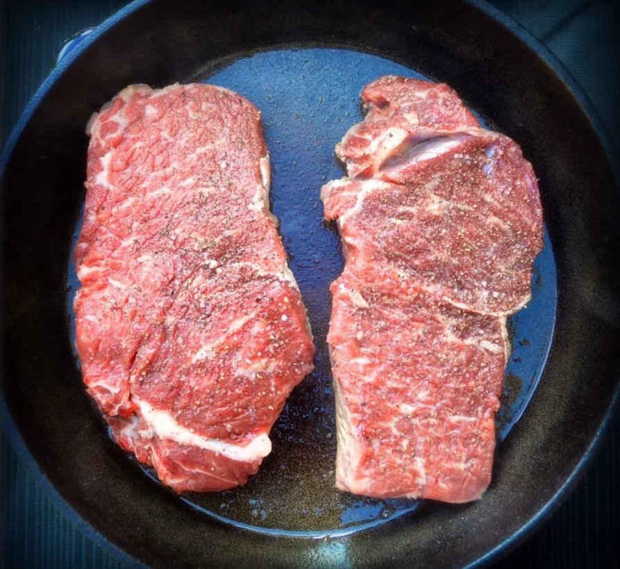 "NY Shell Steaks-thick cut and delicious"