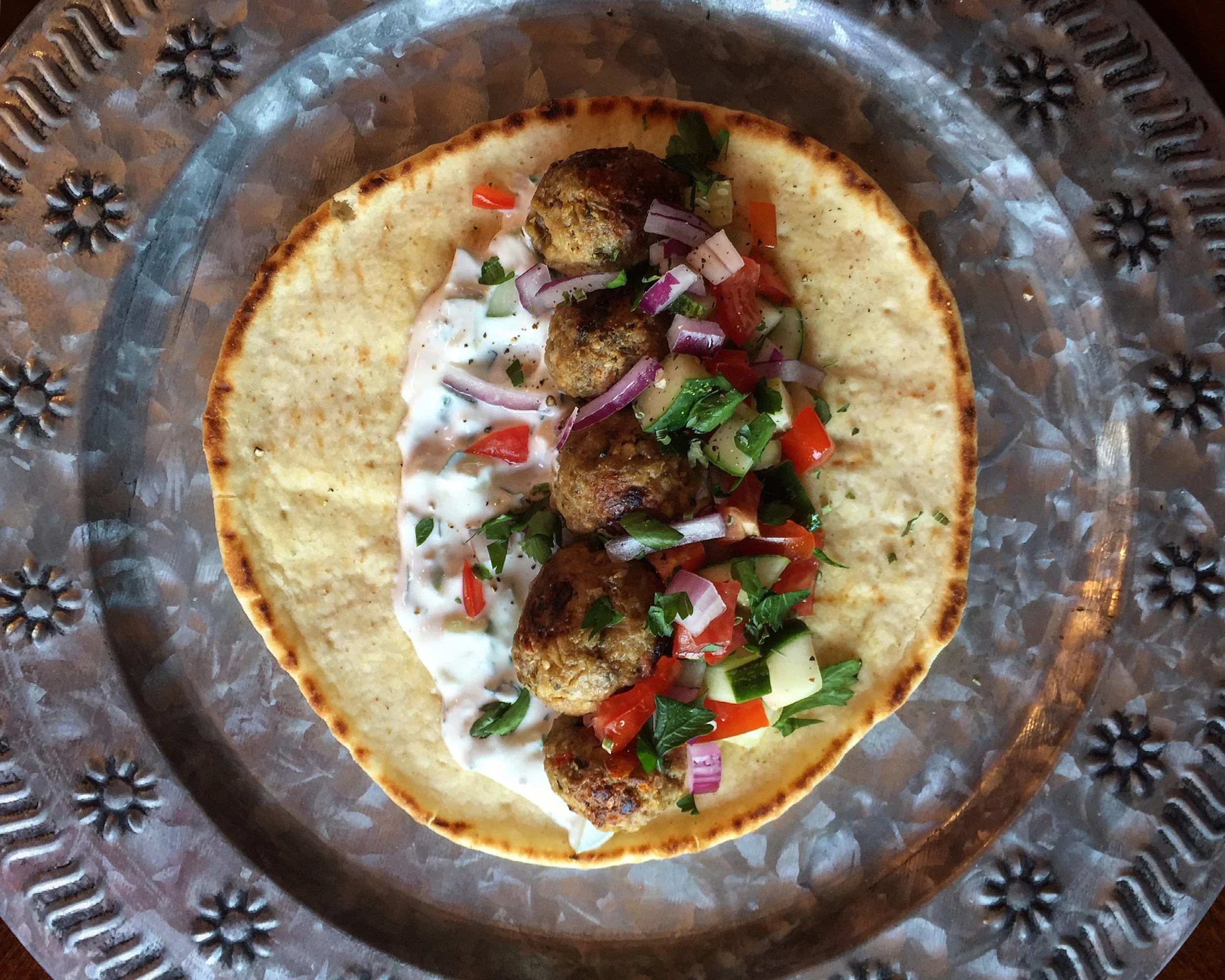 "Greek Bifteki Meatball Gyro"