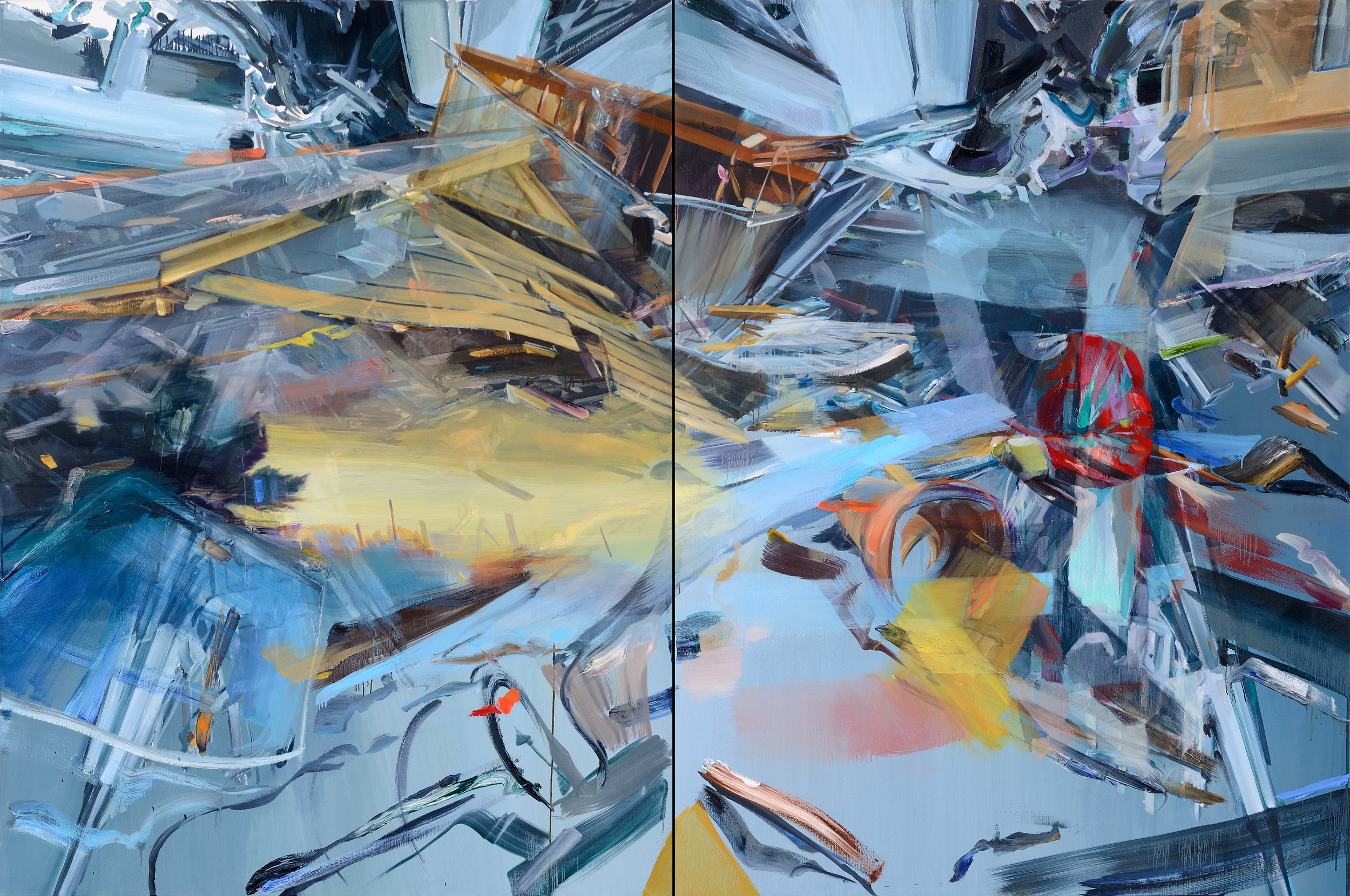   Take the landscape with you , 200 x 300cm (diptych), oil on canvas, 2012.&nbsp;Private collection, France 