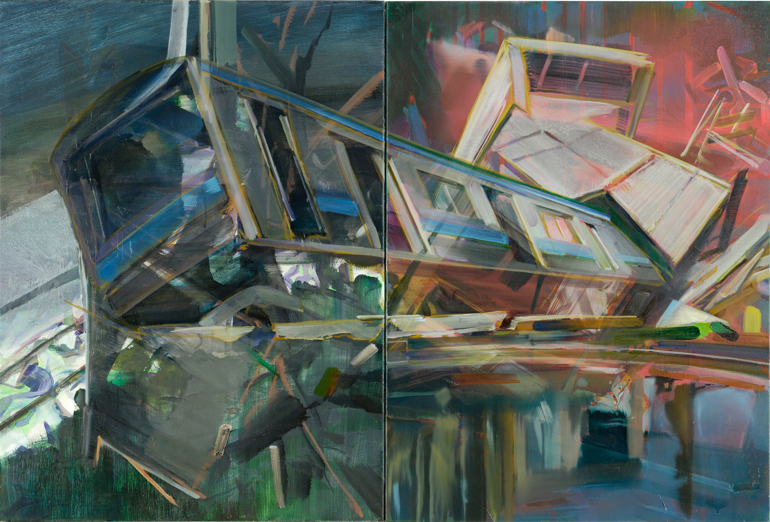   Shake Break Bounce , 2011, oil and alkyd on canvas, 81 x 120 cm (diptych). Private collection ,&nbsp; France 