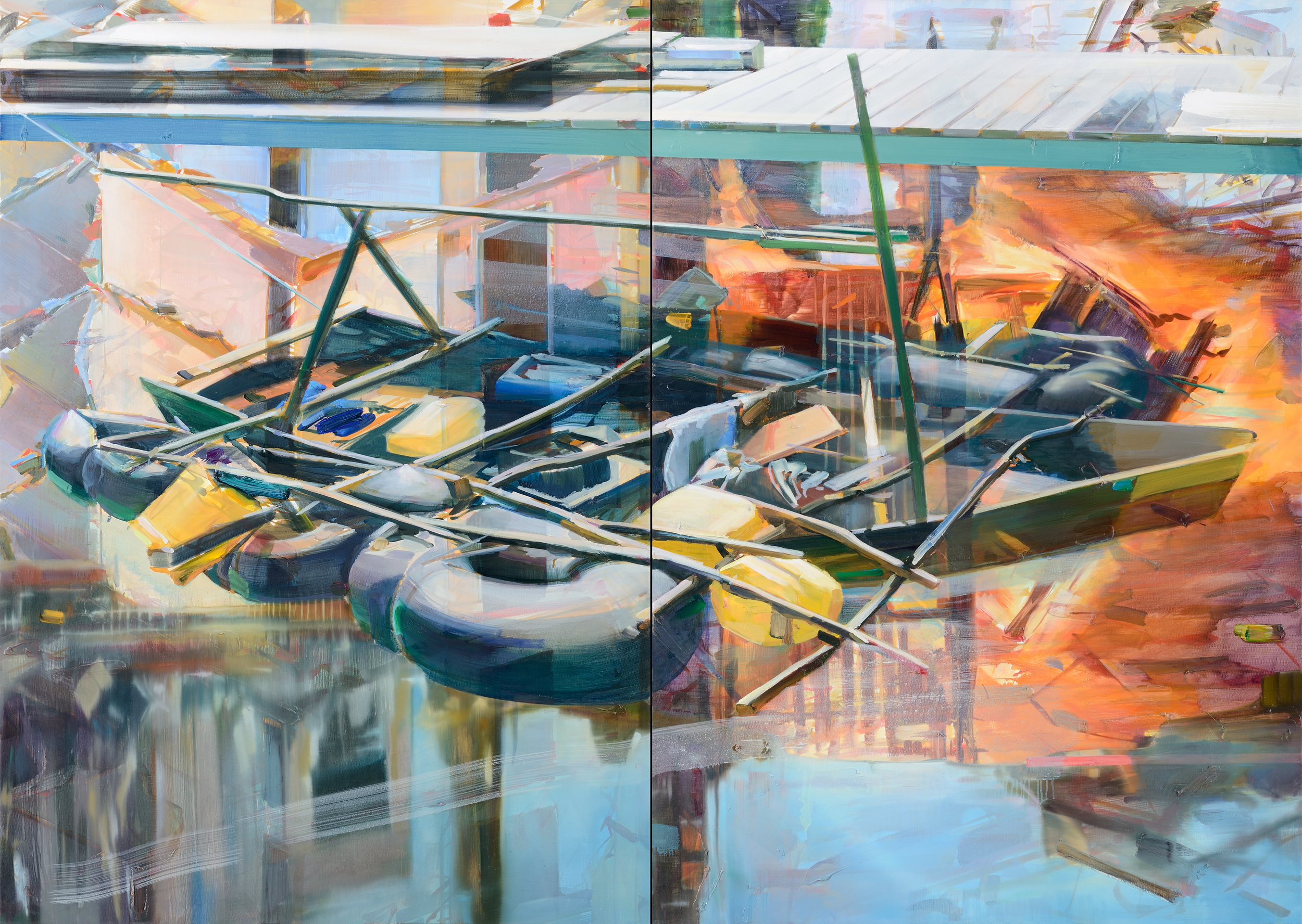   Sans titre (Mobile home) , 2012, oil on canvas, 162 x 228cm (diptych). MUDAM Collection, Luxembourg 