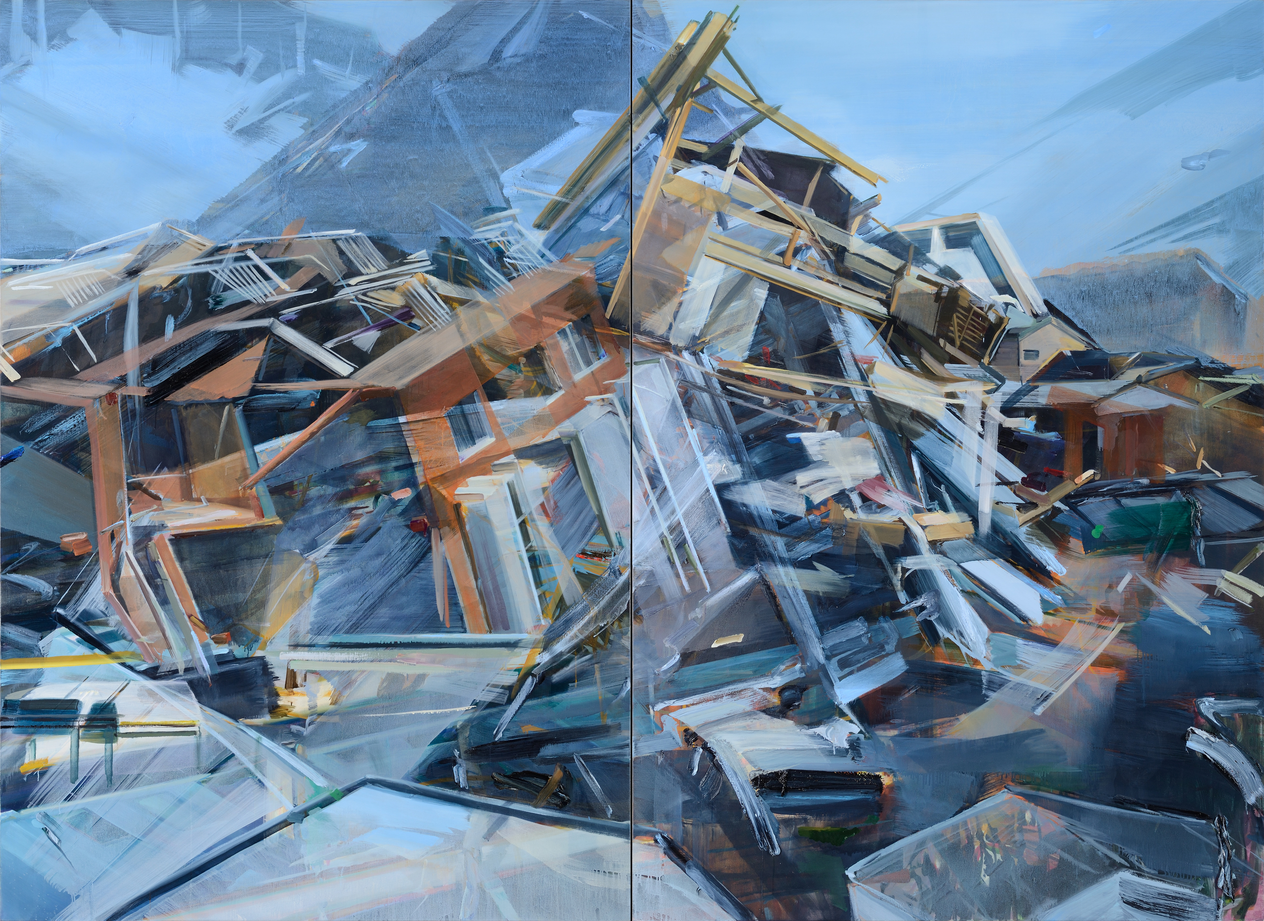   Wave , 2012, oil and alkyd on canvas, 200 x 270cm (diptych). Private collection,&nbsp;France 