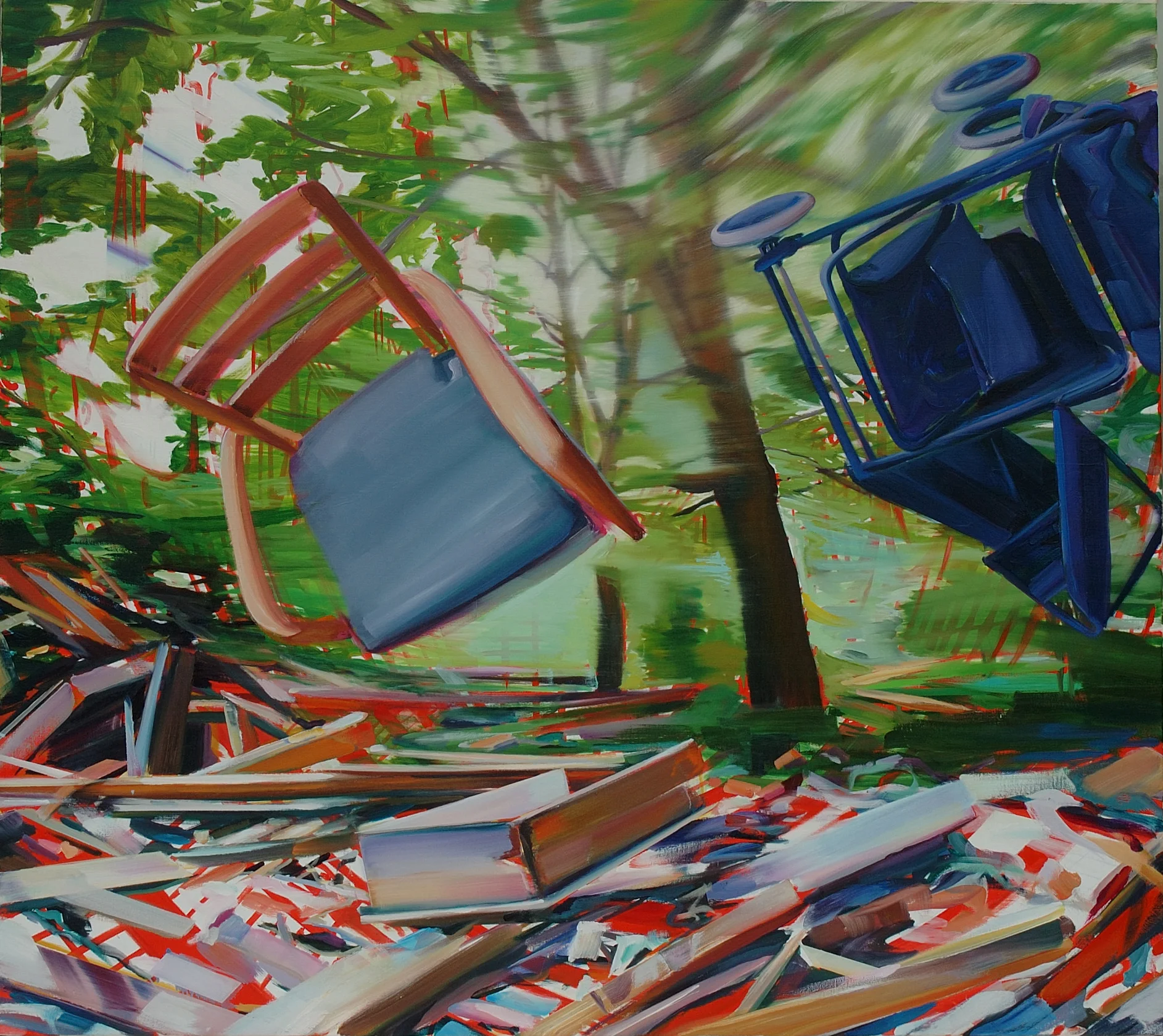 Mobile home , 2007, oil on canvas, 142.5 x 160cm. Maison Marin collection, France