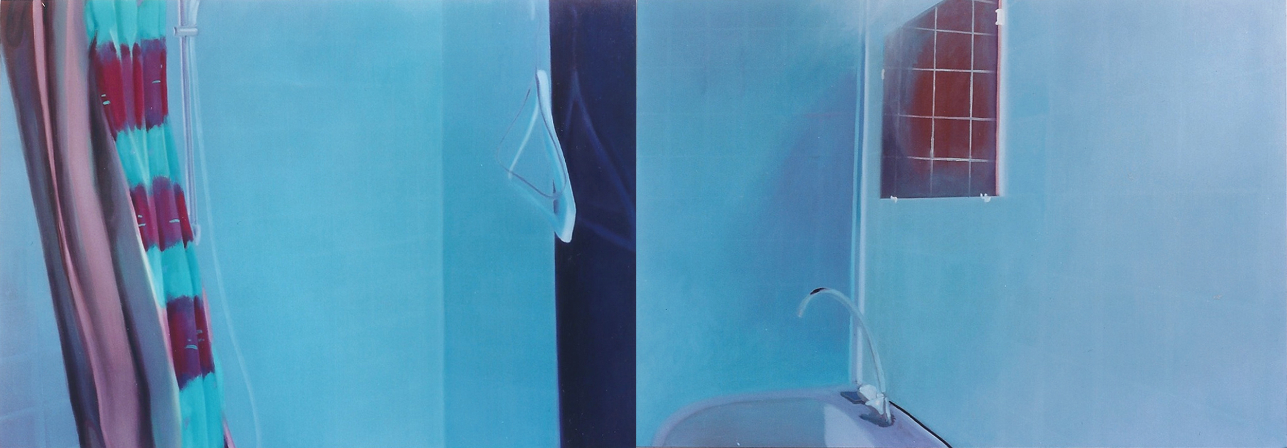  Untitled (bathroom) , 1999, oil on canvas, 96 x 324cm (diptych). Private collection, France 