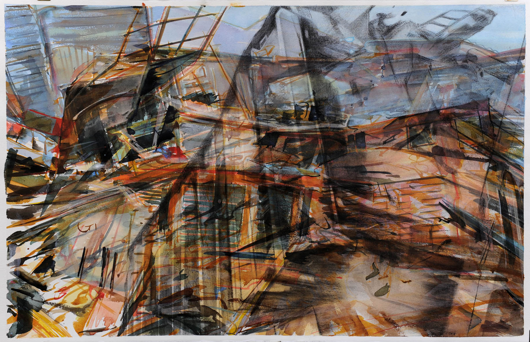   Untitled , watercolour and charcoal on paper, 65 x 102cm,&nbsp;2011.&nbsp;Private collection, France 