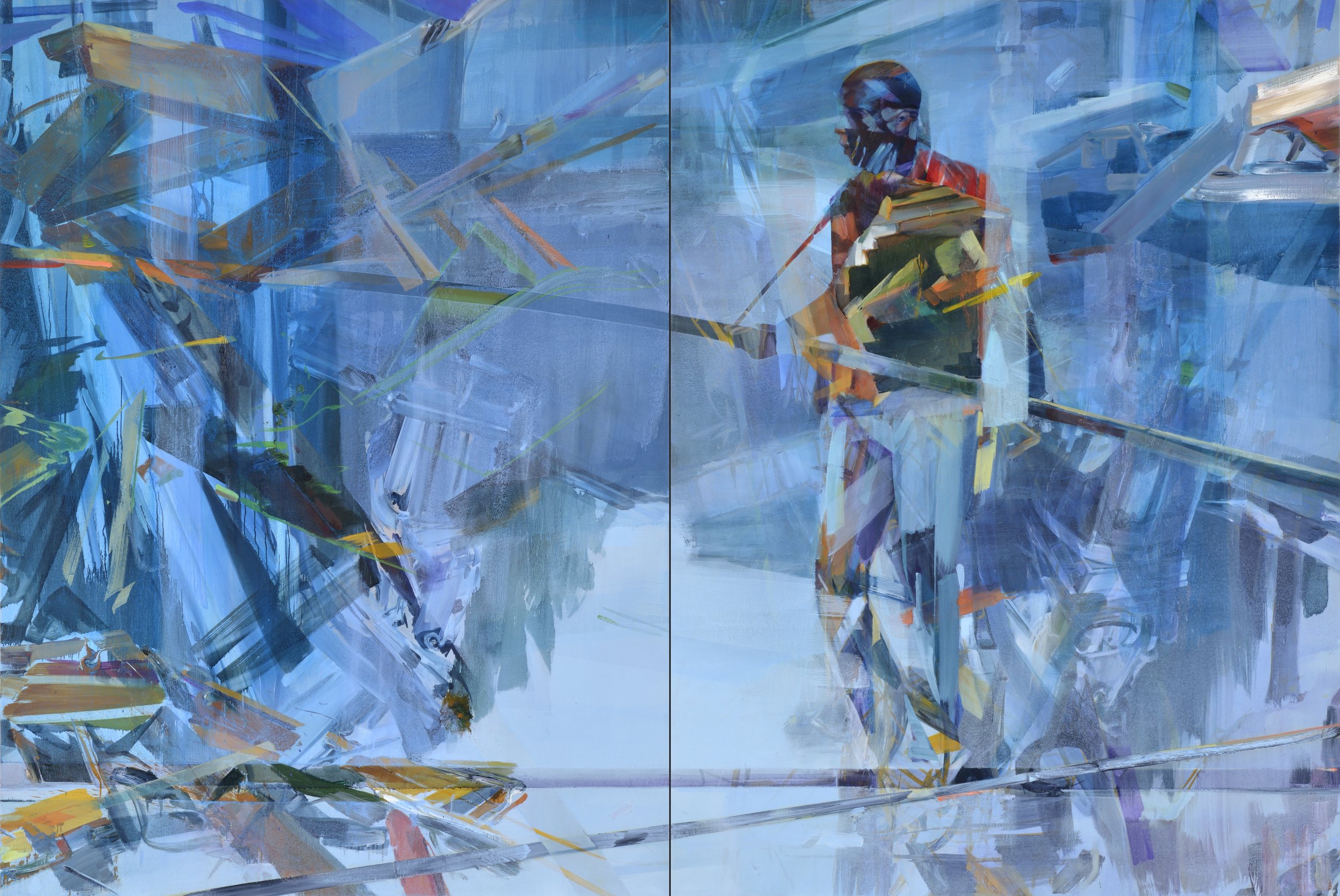   Timeline , 2015, oil and alkyd on canvas, 200 x 300cm (diptych). Private collection (Belgium) 