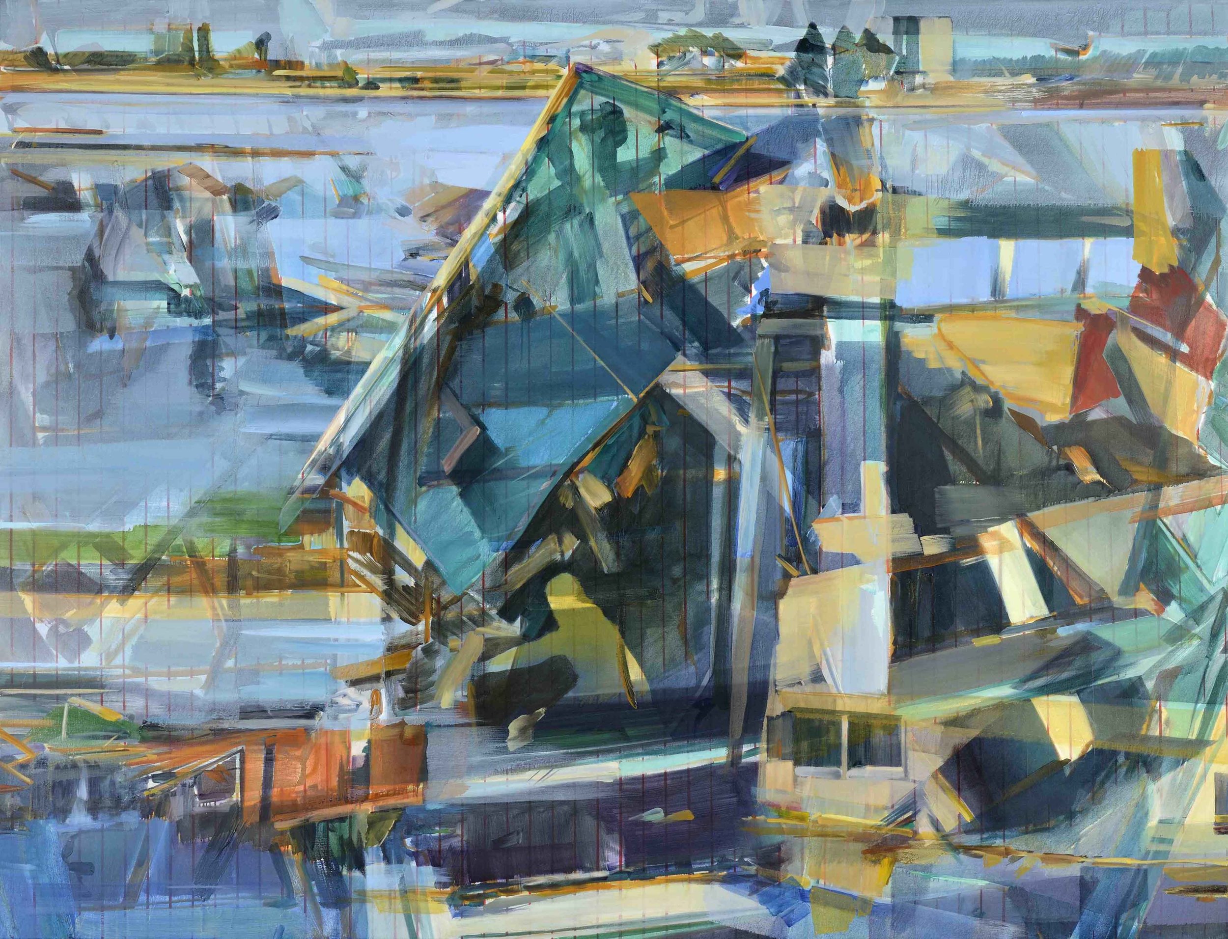  Multiple realities (multiple horizons) , Johannesburg/London, 2016, oil and alkyd on canvas, 230 x 300cm. Musée du Louvre Abu Dhabi Collection 