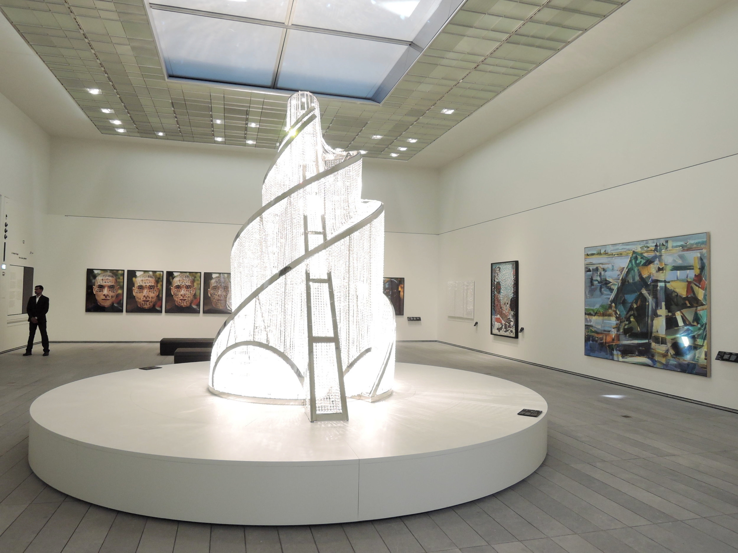    Une scène globale  , Louvre Abu Dhabi, November 2017, curator Juliette Singer. Artists in view Zang Huan, Mounir Fatmi, Omar Ba, Duncan Wylie, Ai Wei Wei 