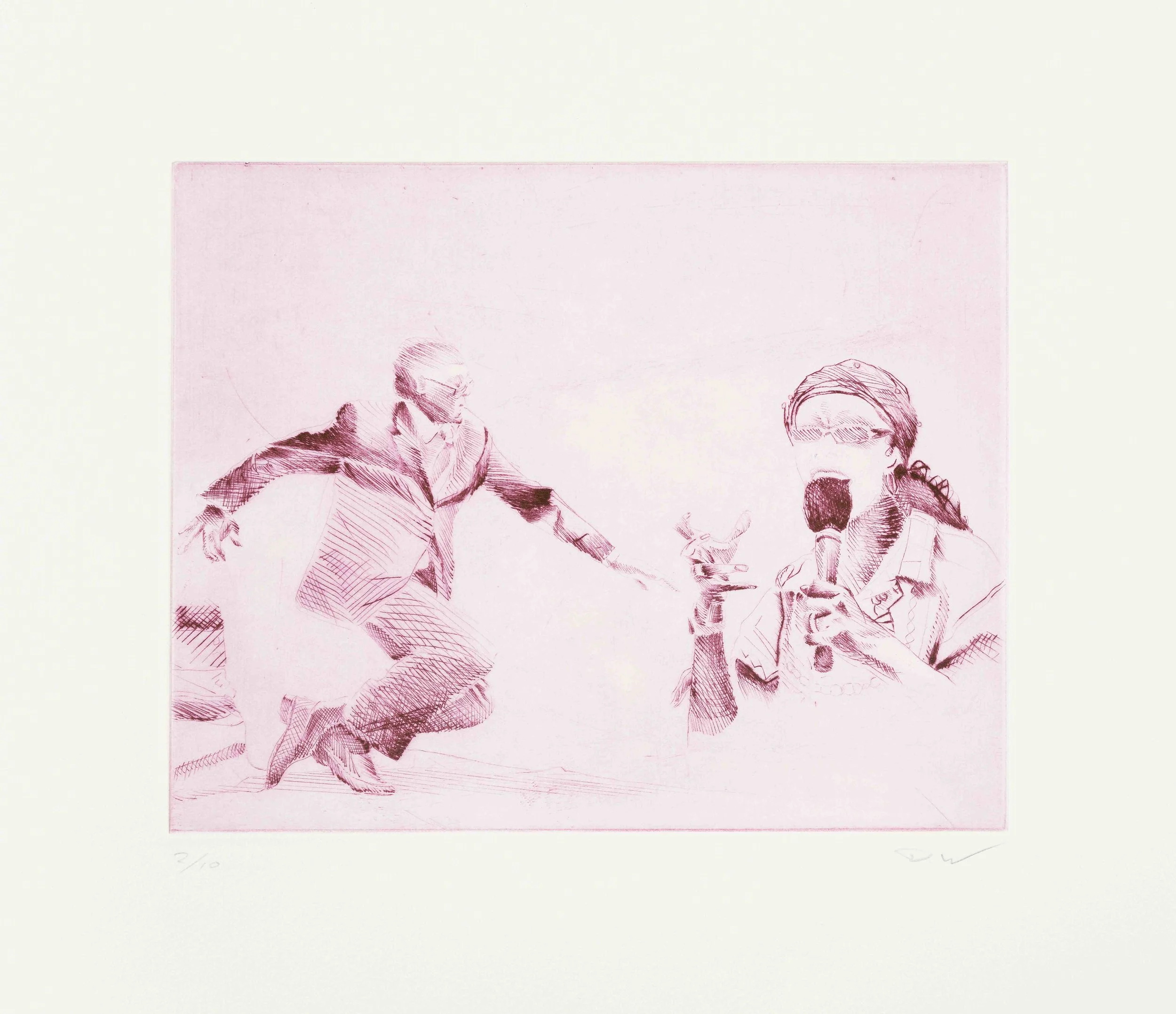 Red Carpet, (fall from Grace), 2018, drypoint (edition of 10), 20x25cm