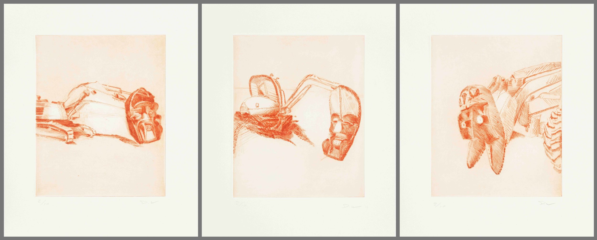    Harpies , (triptych), 2018, drypoint (edition of 10), 3x20x25cm 