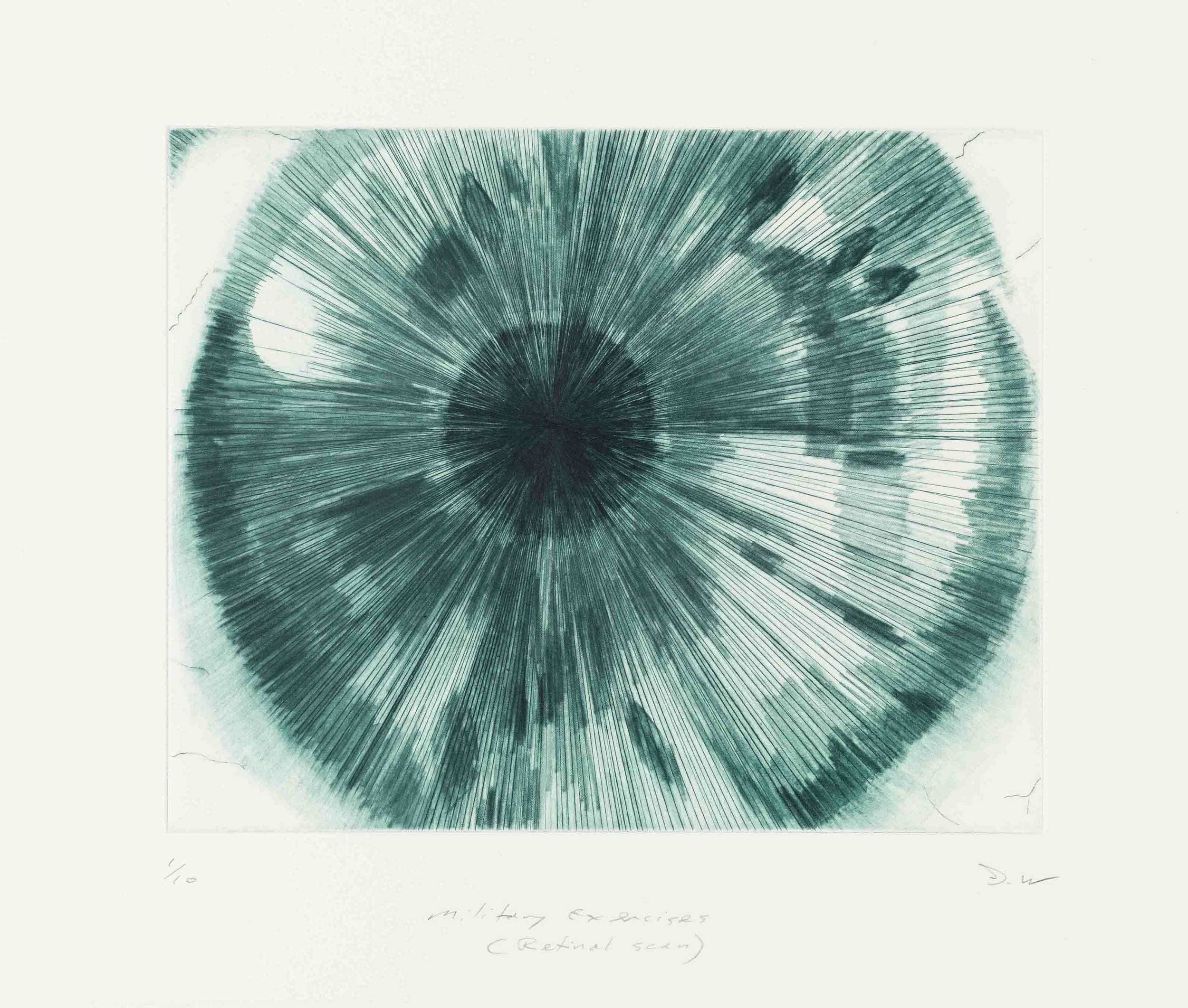   Military exercises (retinal scan) , 2018, drypoint, 20 x 25cm 