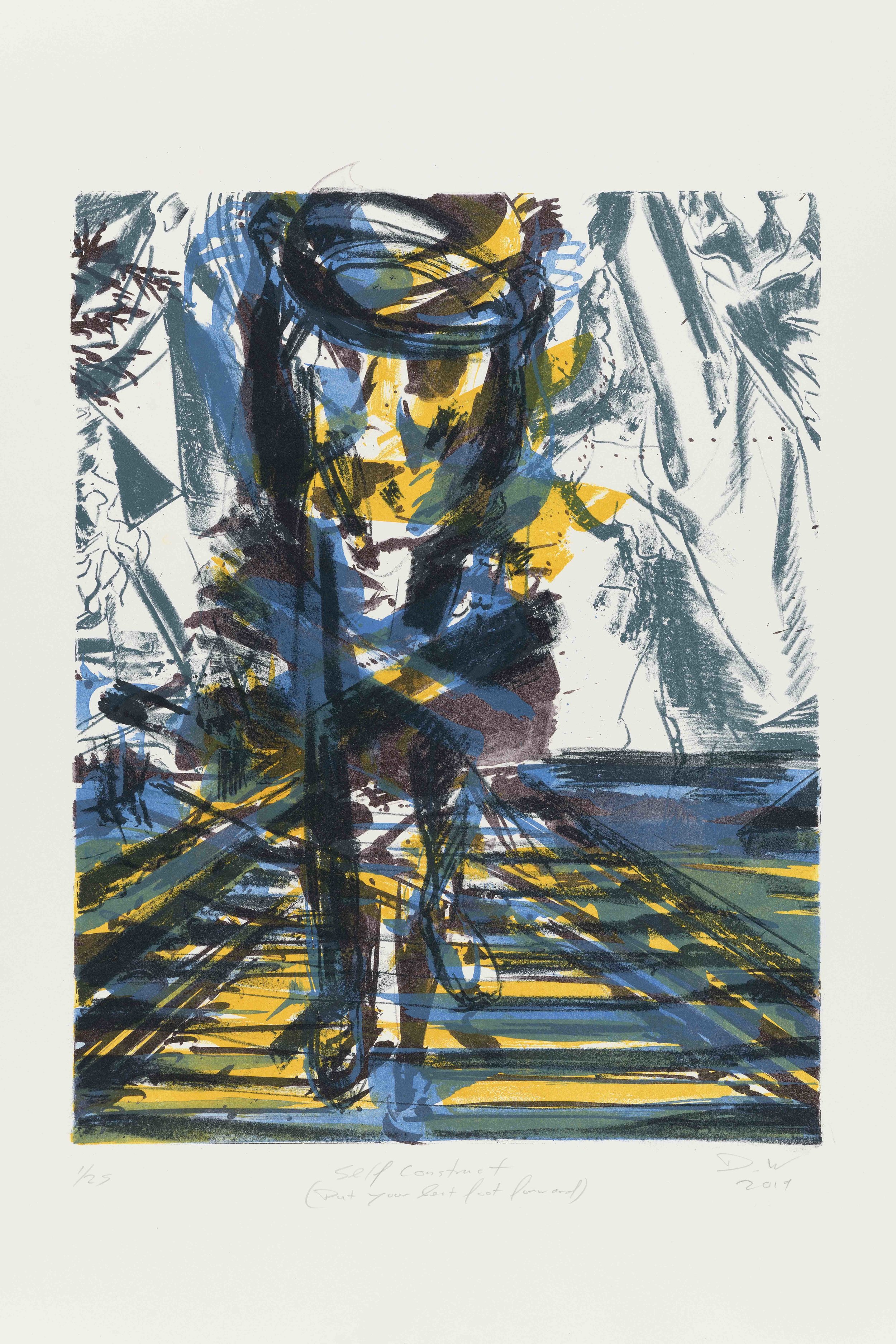   Self Construct (put your best foot forward) , 2019, Lithograph, 75x58cm 