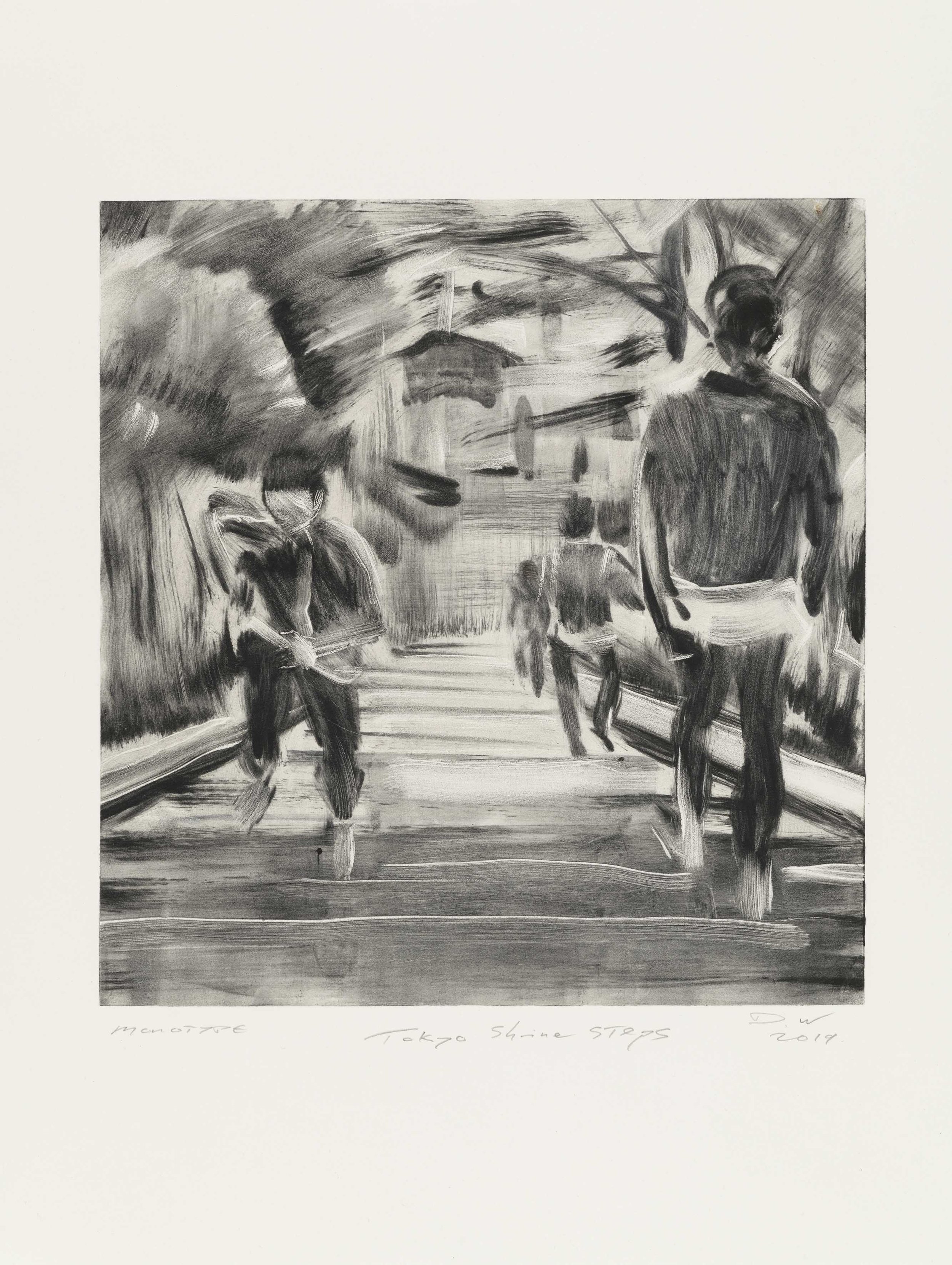   Tokyo Shrine Steps,  2019, monotype, 50 x 46cm. Private collection (FR) 