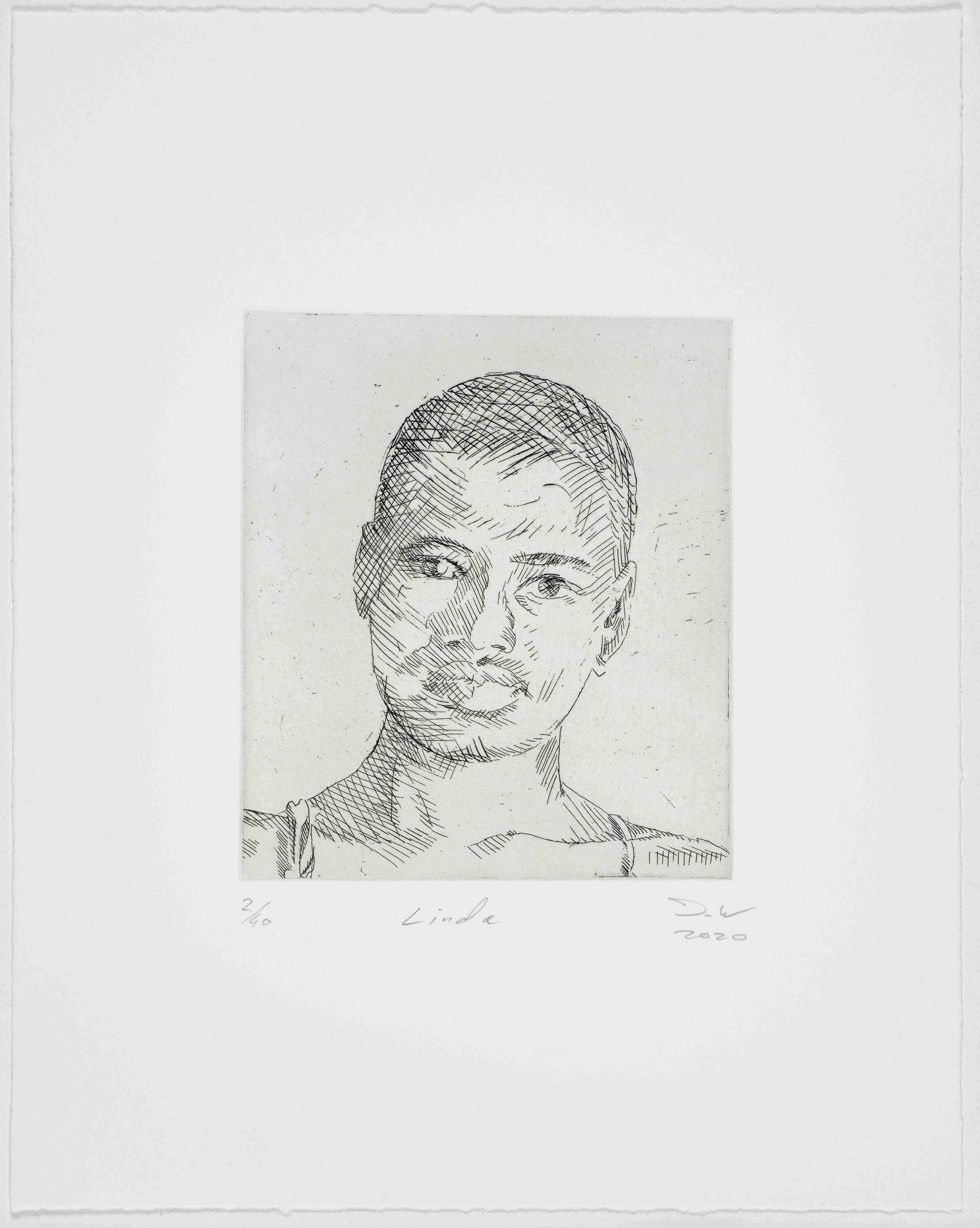 Linda, etching, 2020, paper size 31 x 25cm. edition of 40