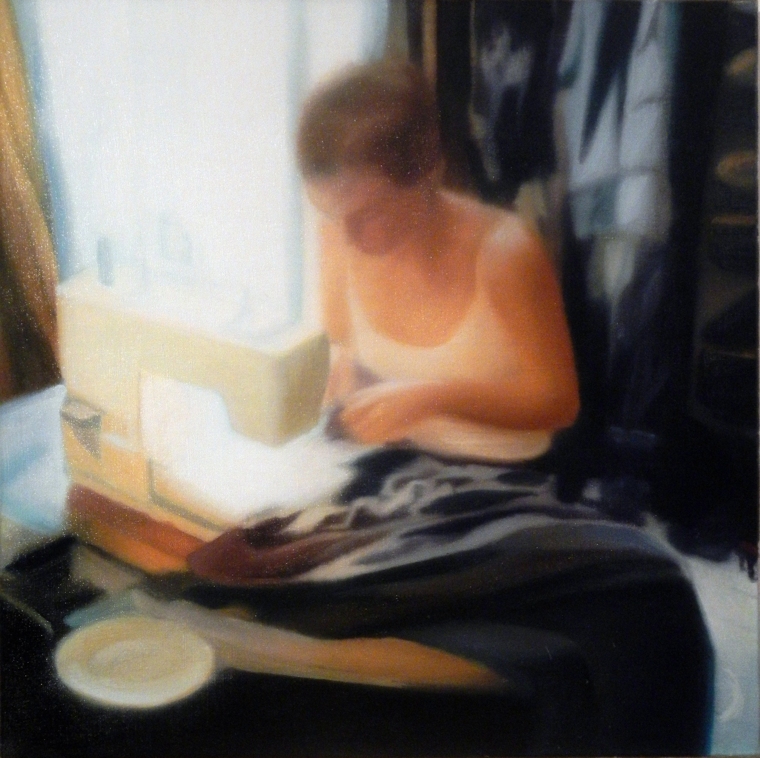  La Couseuse, 2002, oil on canvas, 60 x 60 cm. Private Collection (FR) 