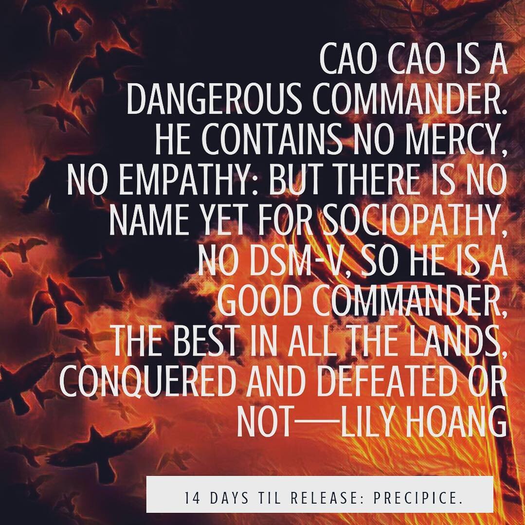 Lily Hoang&rsquo;s tale of Cao Cao marks her as a disciple of history and prophet of nowness. Doubt, trust, reputation, perception&mdash;this allegory explores the edges and intersections. Check her work out here: http://www.precipice-collective.org/