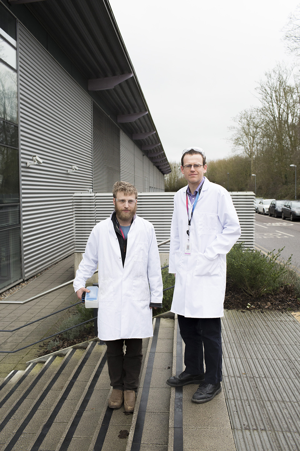 Portrait of scientists James Hann and Ken Armstrong. 