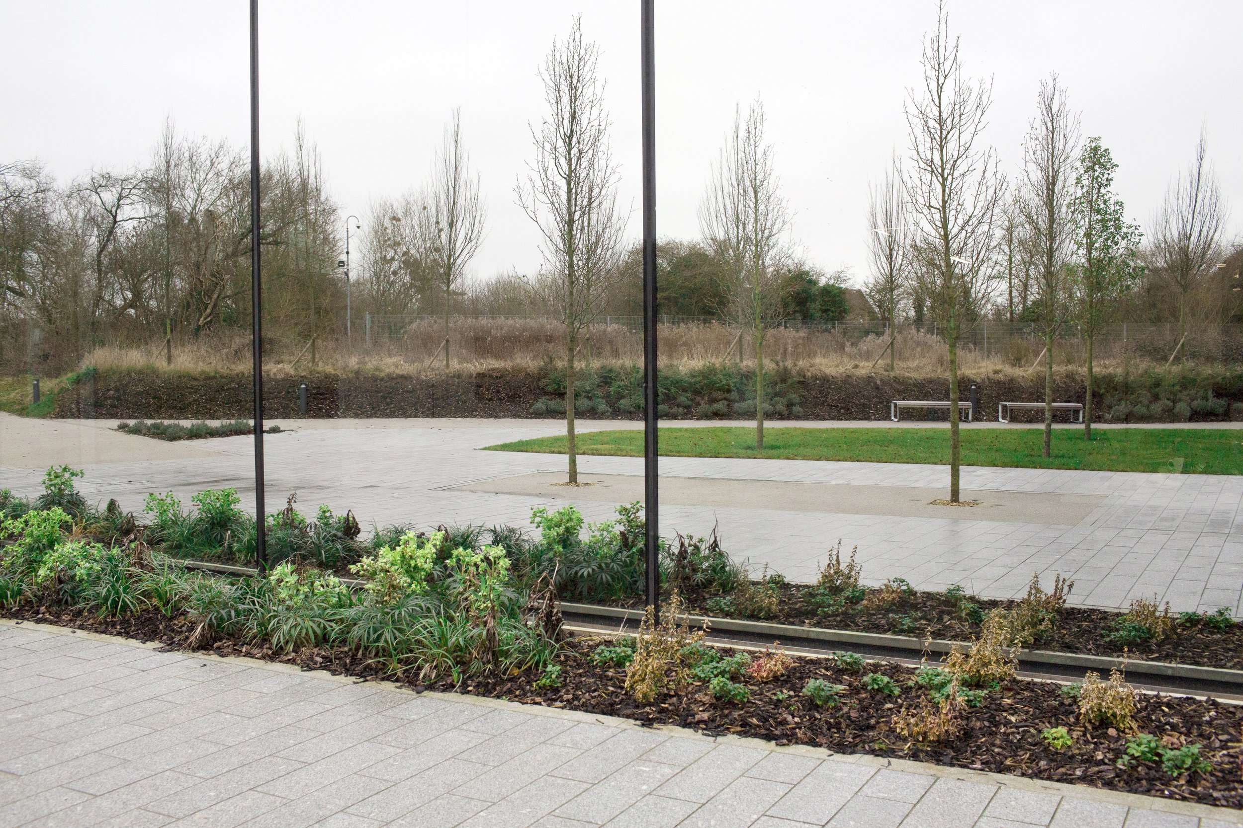   An exterior view of the secretive nature at Dyson headquarters in Malmesbury, England. The view inside the factory is obscured by mirrored windows.  