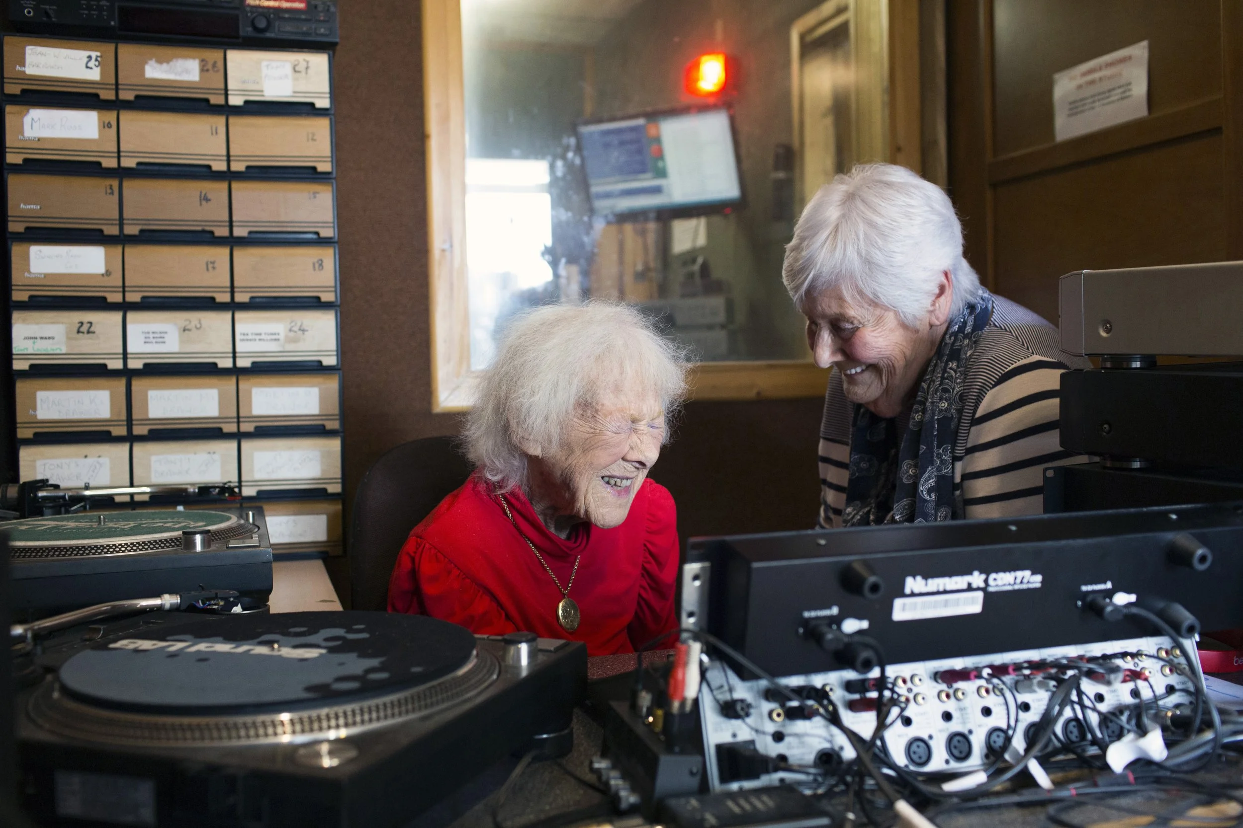 Hosts Audrey Anderson and Joan Adams
