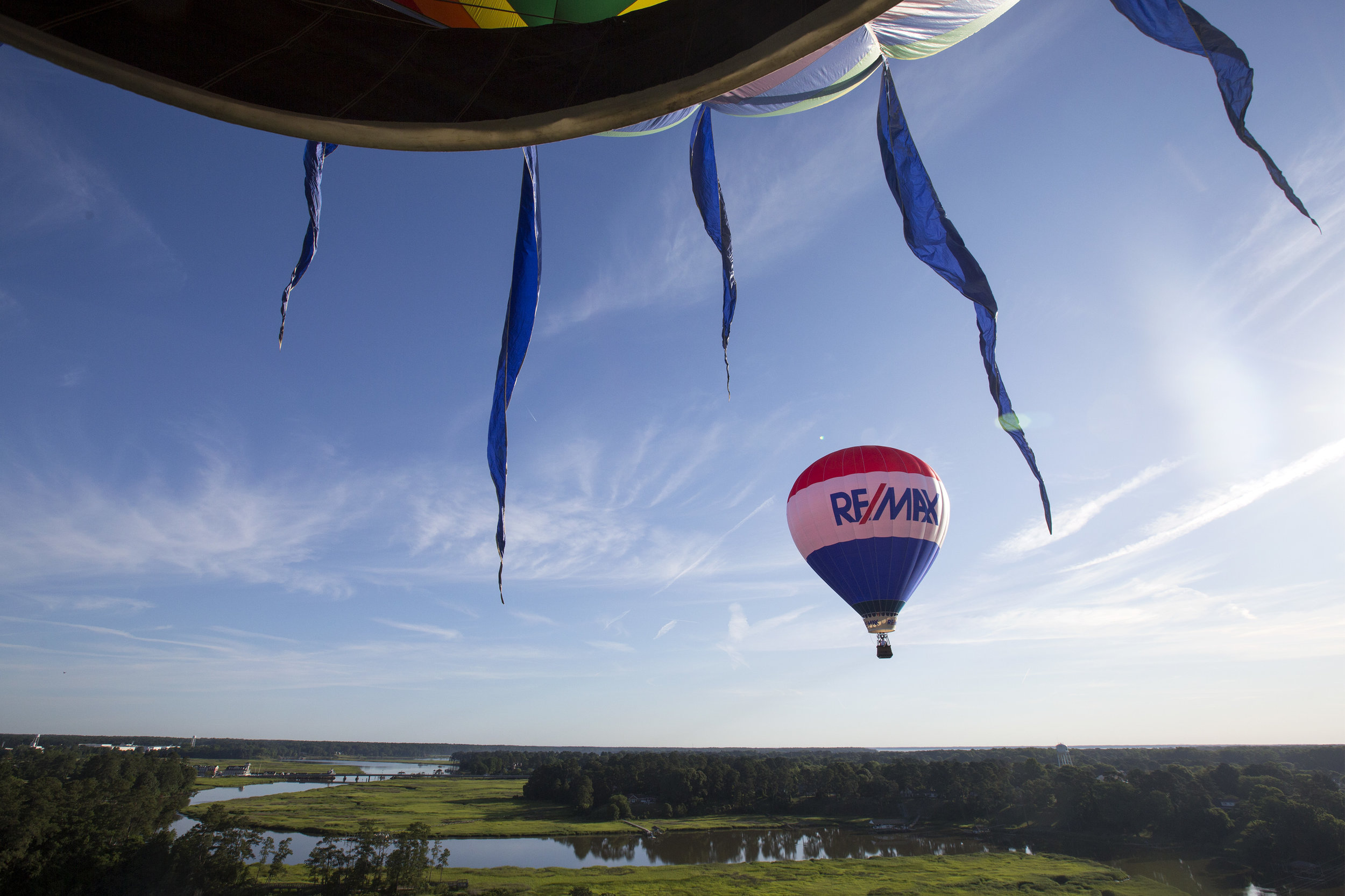  A RE/MAX balloon flies over Smithfield during an early morning flight on June 4, 2019. 