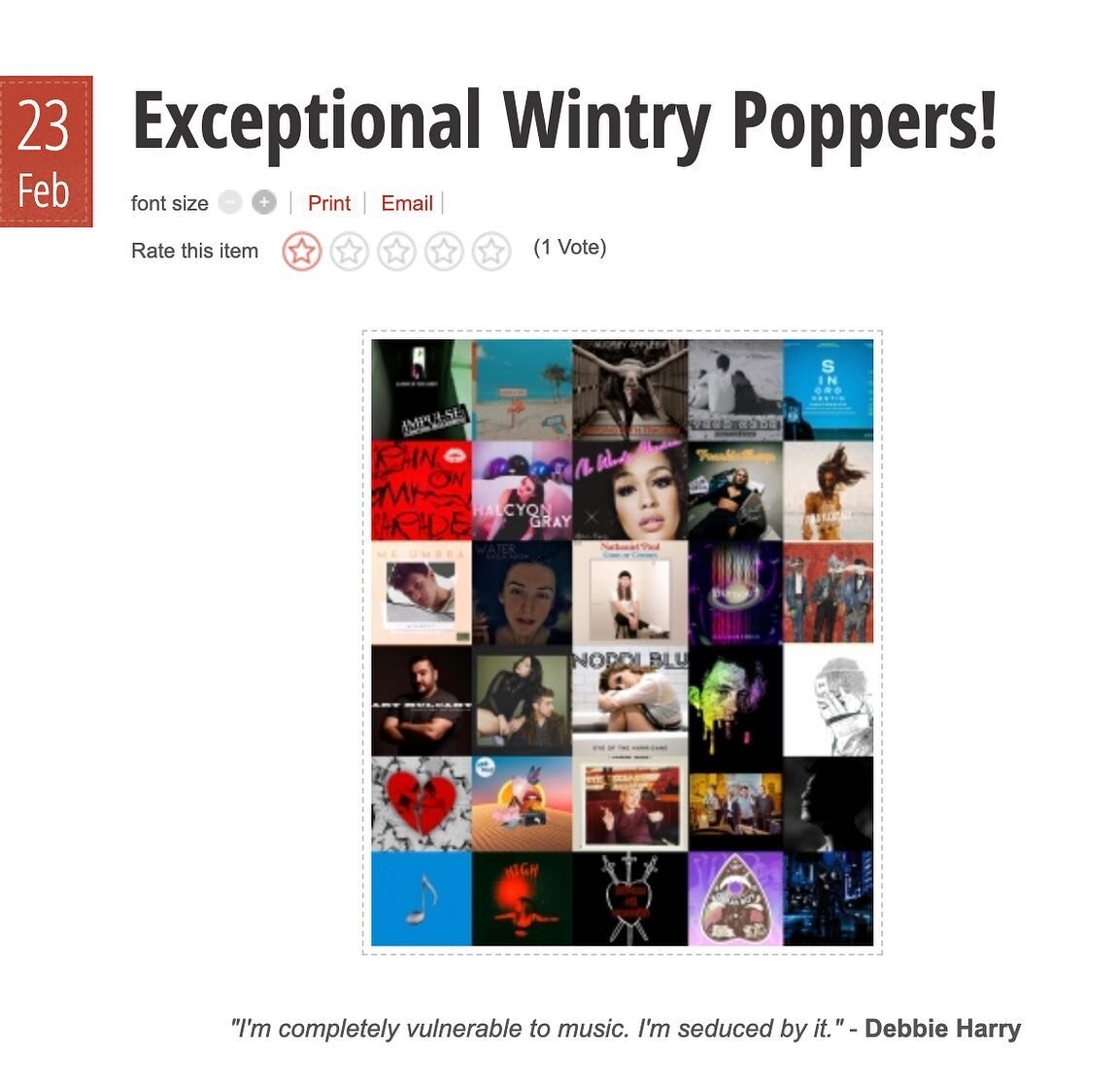 So excited to announce that my song, &ldquo;Dancing with Tragedy&rdquo; was featured on @rockeramag&rsquo;s &lsquo;Exceptional Wintry Poppers&rsquo; playlist!

They posted the music video on their blog among a talented many other artists ❤️ 

Click t