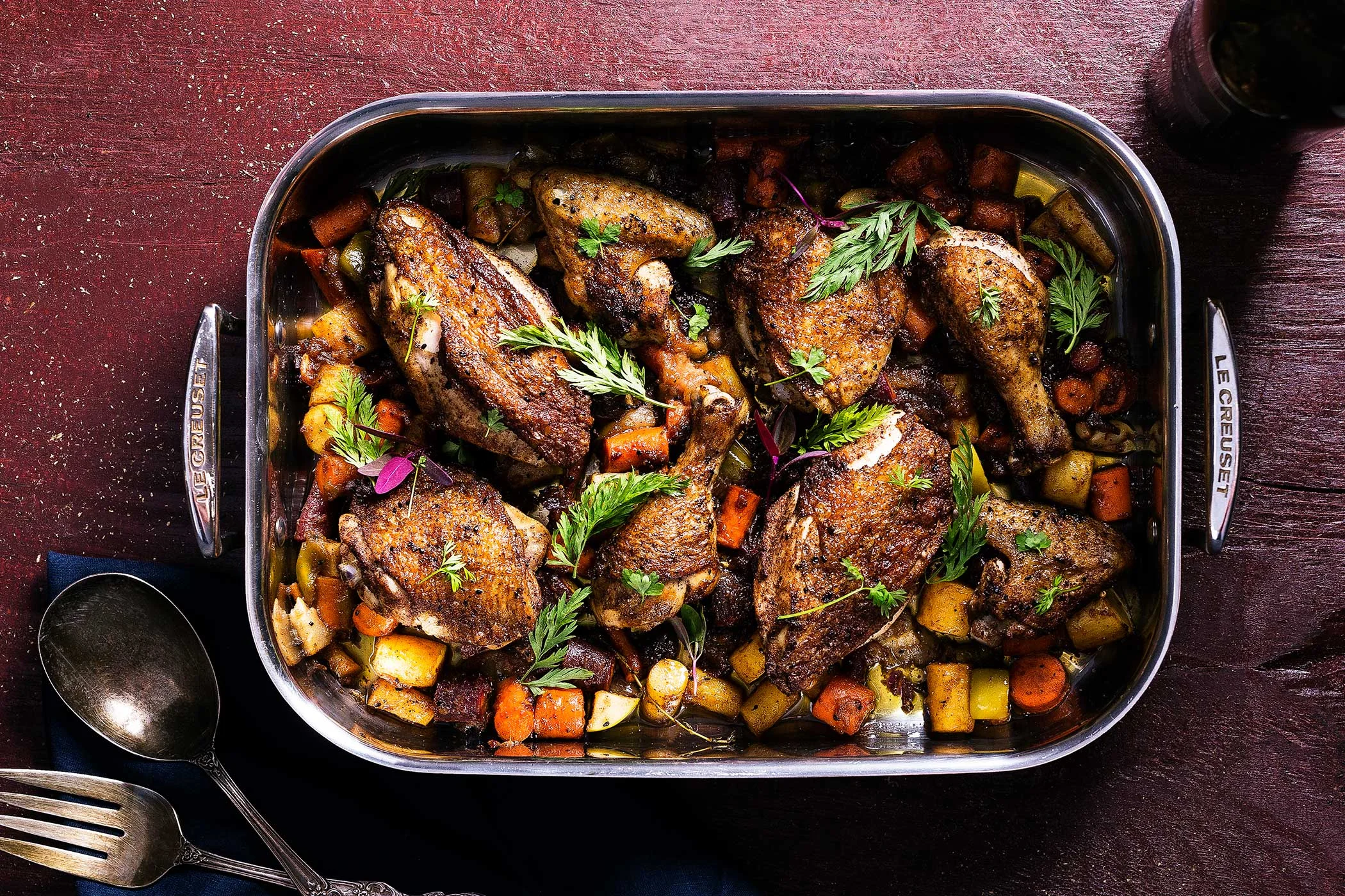 Roast Chicken with Carrots and Apples