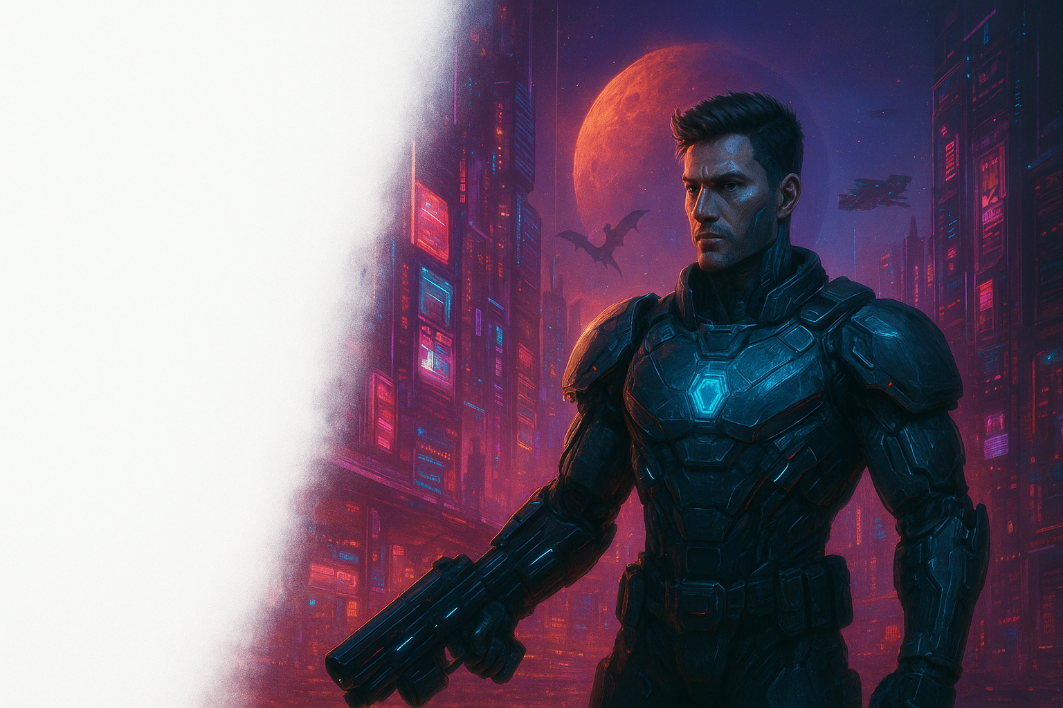 Cyborg in Neon Cityscape.png