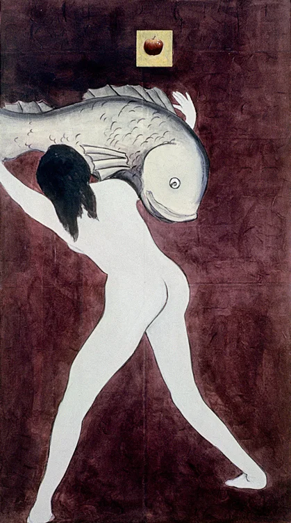 Woman Wrestling A Fish