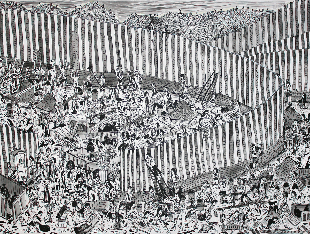  Border Wall ink on canvas 36"x48"  