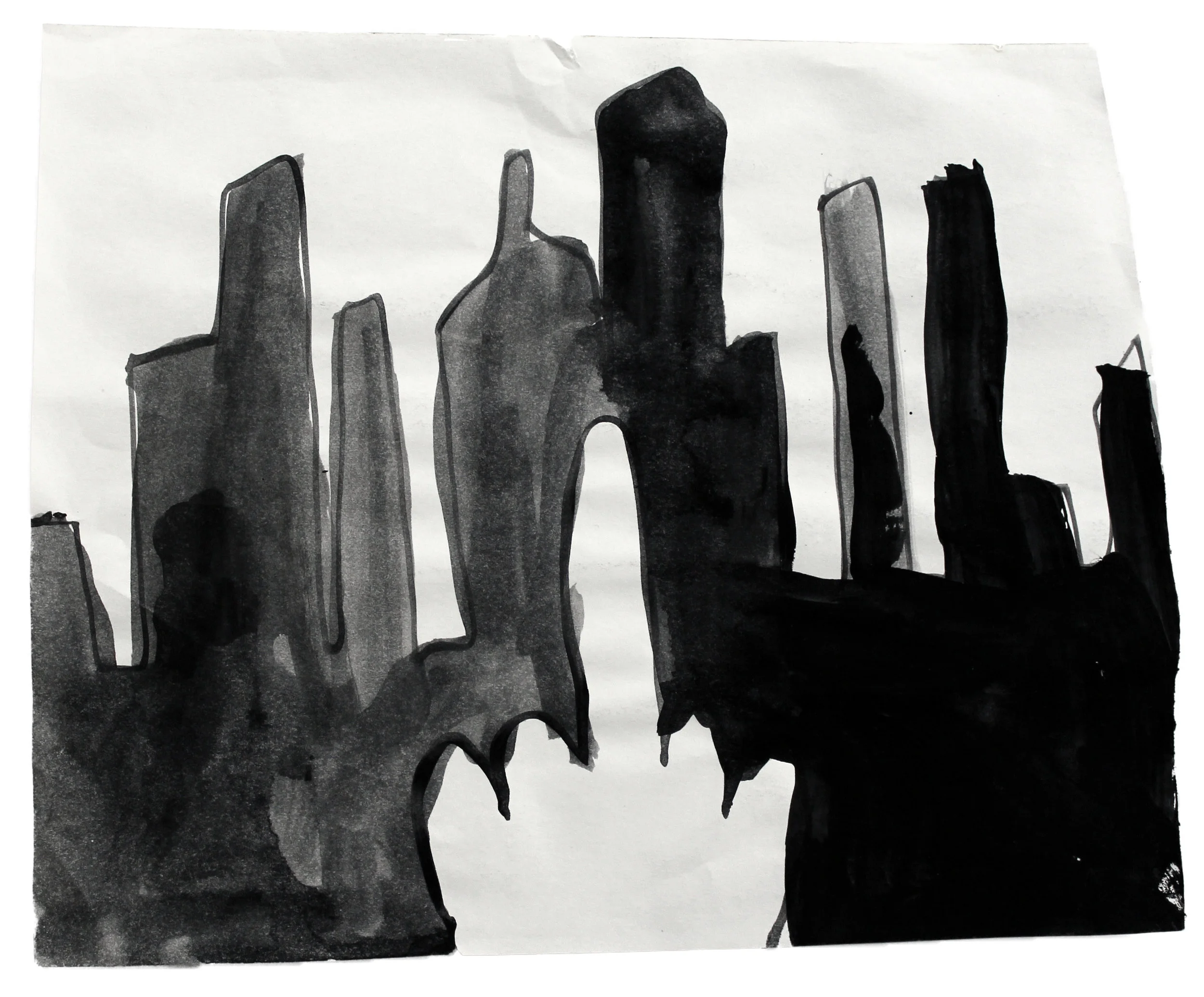 The Finger ink on paper 7"x8.5" 2013