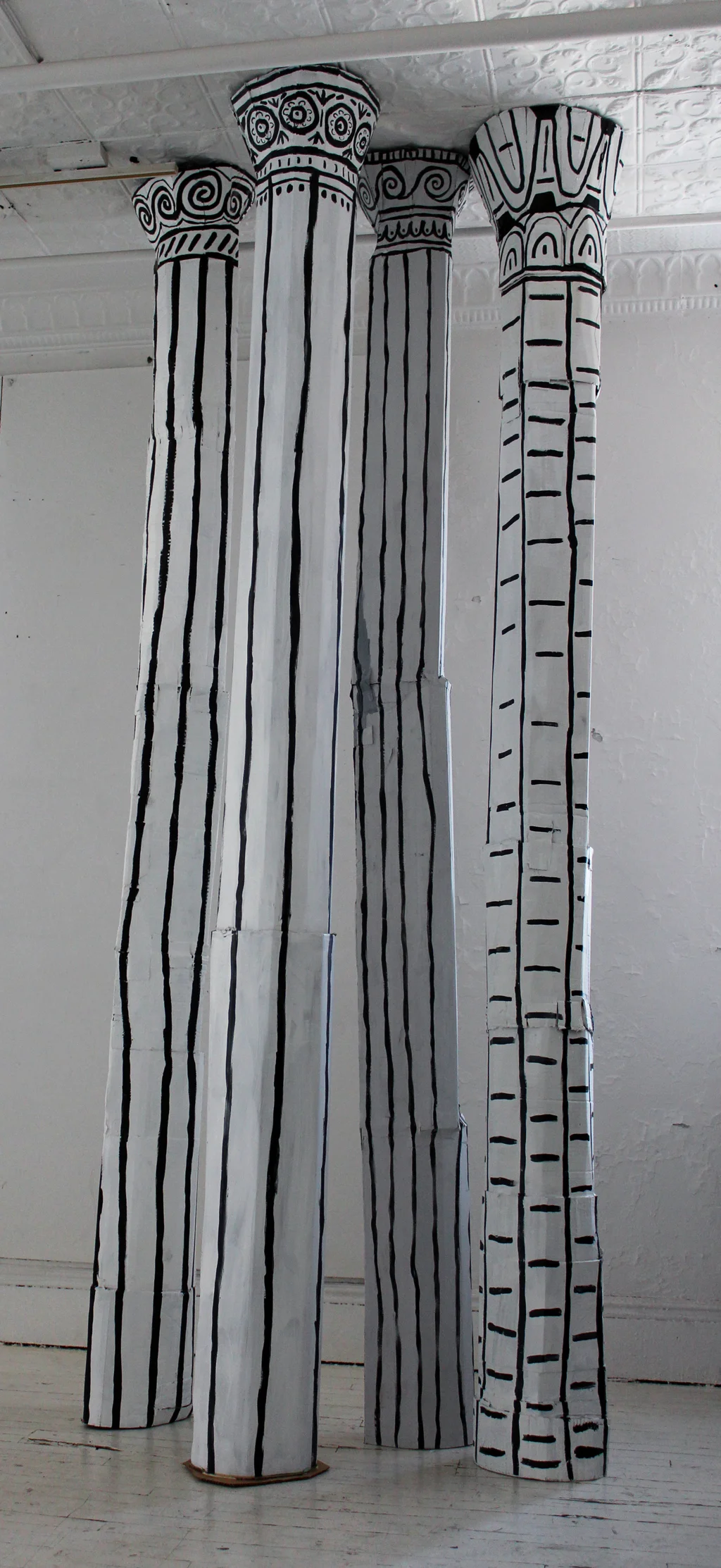 Columns acrylic and cardboard 110"x10"x10"