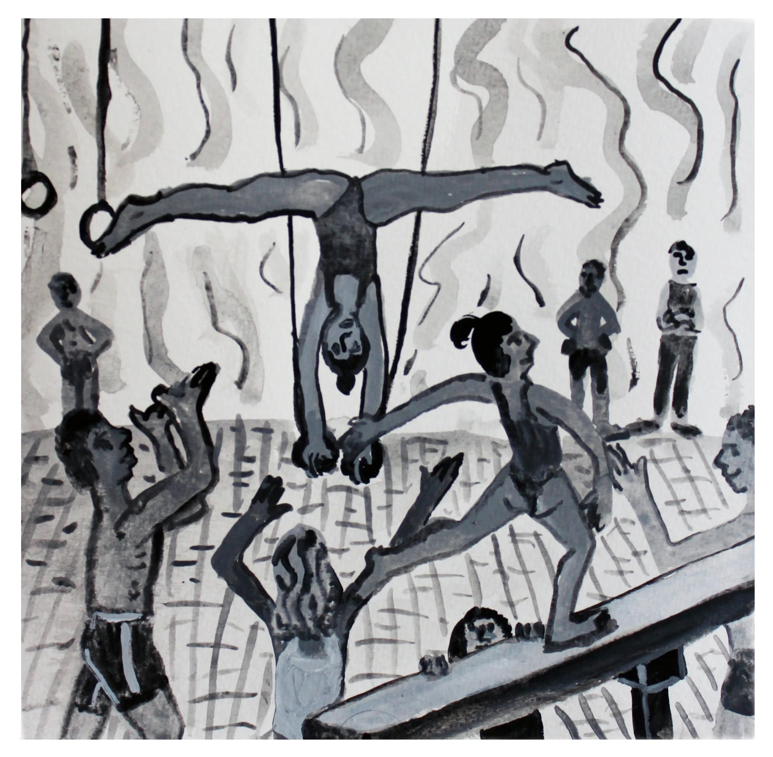 Gym acrylic on paper 6"x6.25"