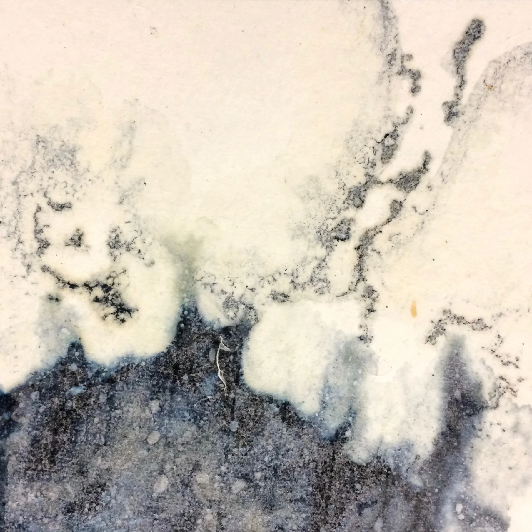 Vintage Series no. 17; dry pigment, shellac, and collage on 1980 Kozo paper; 15cm x 15cm; 2017