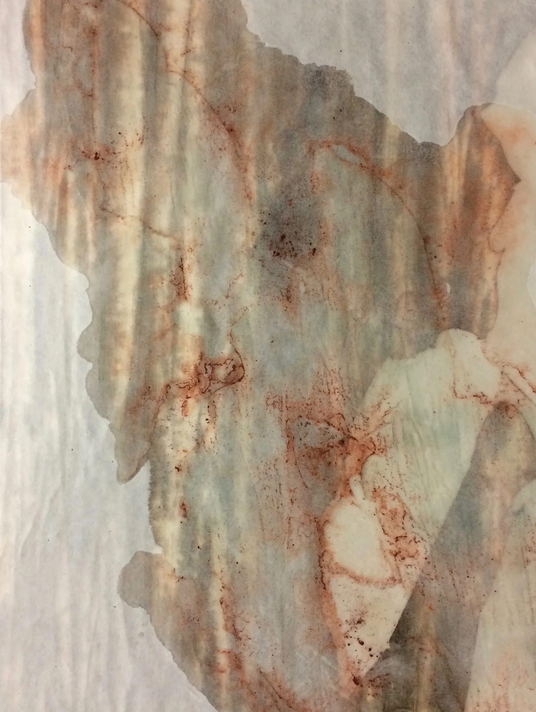   Ganpi Series no. 1;  dry pigment, shellac, and collage on Ganpi paper; 22cm x 16.5cm; 2018 