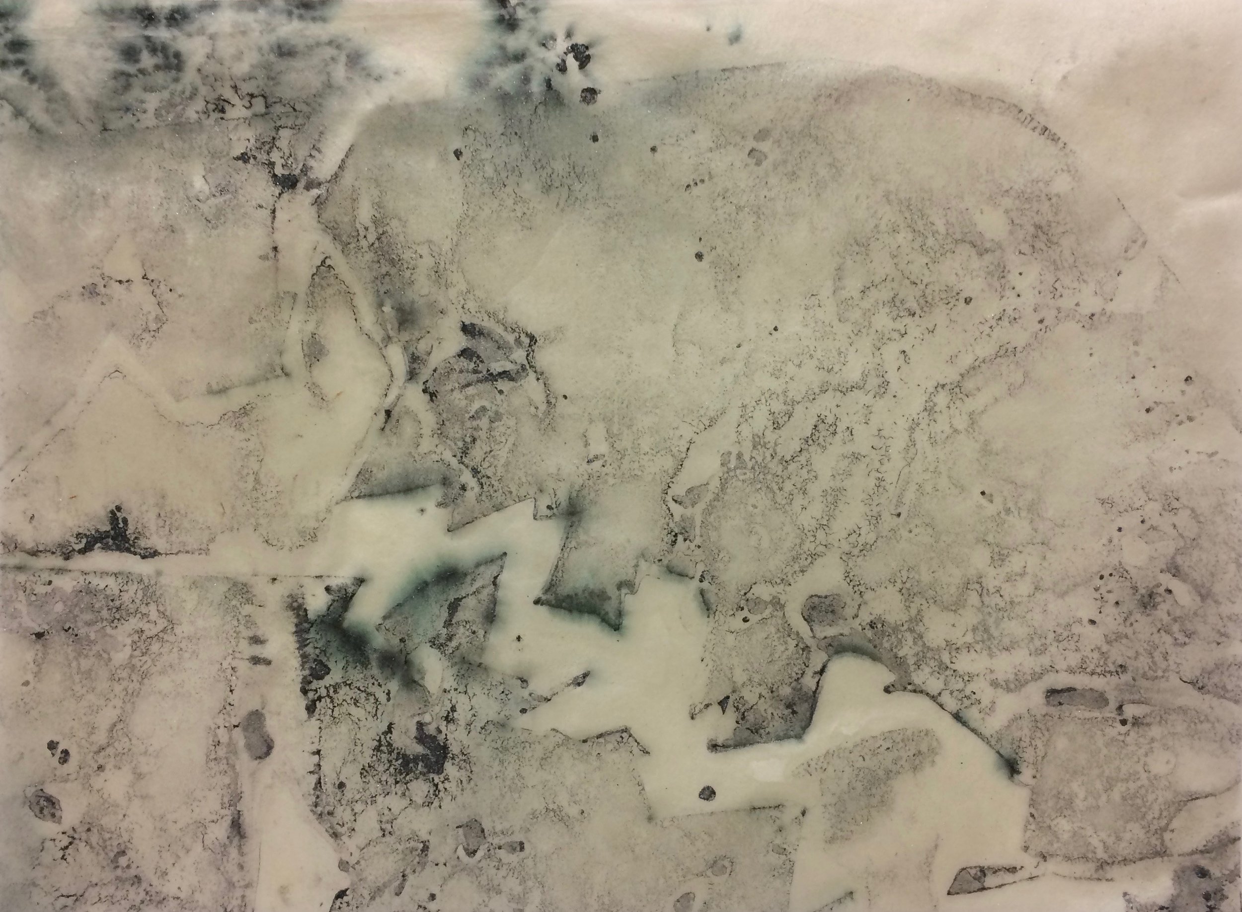   Ganpi Series no. 5;  graphite powder and shellac on Ganpi paper; 16.5cm x 22cm; 2018 