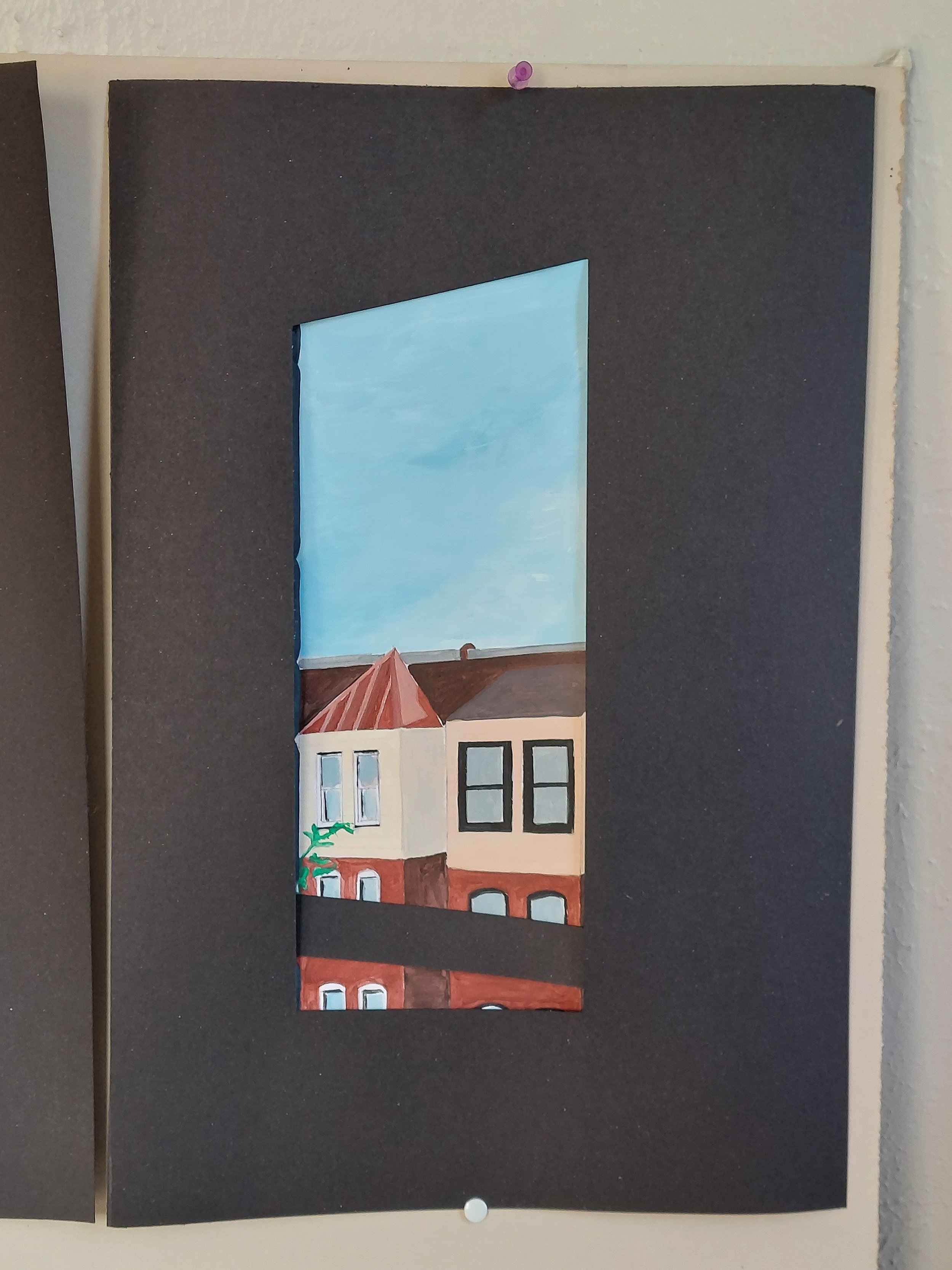 Neighbors, 18x20, Framed Mixed Media Collage