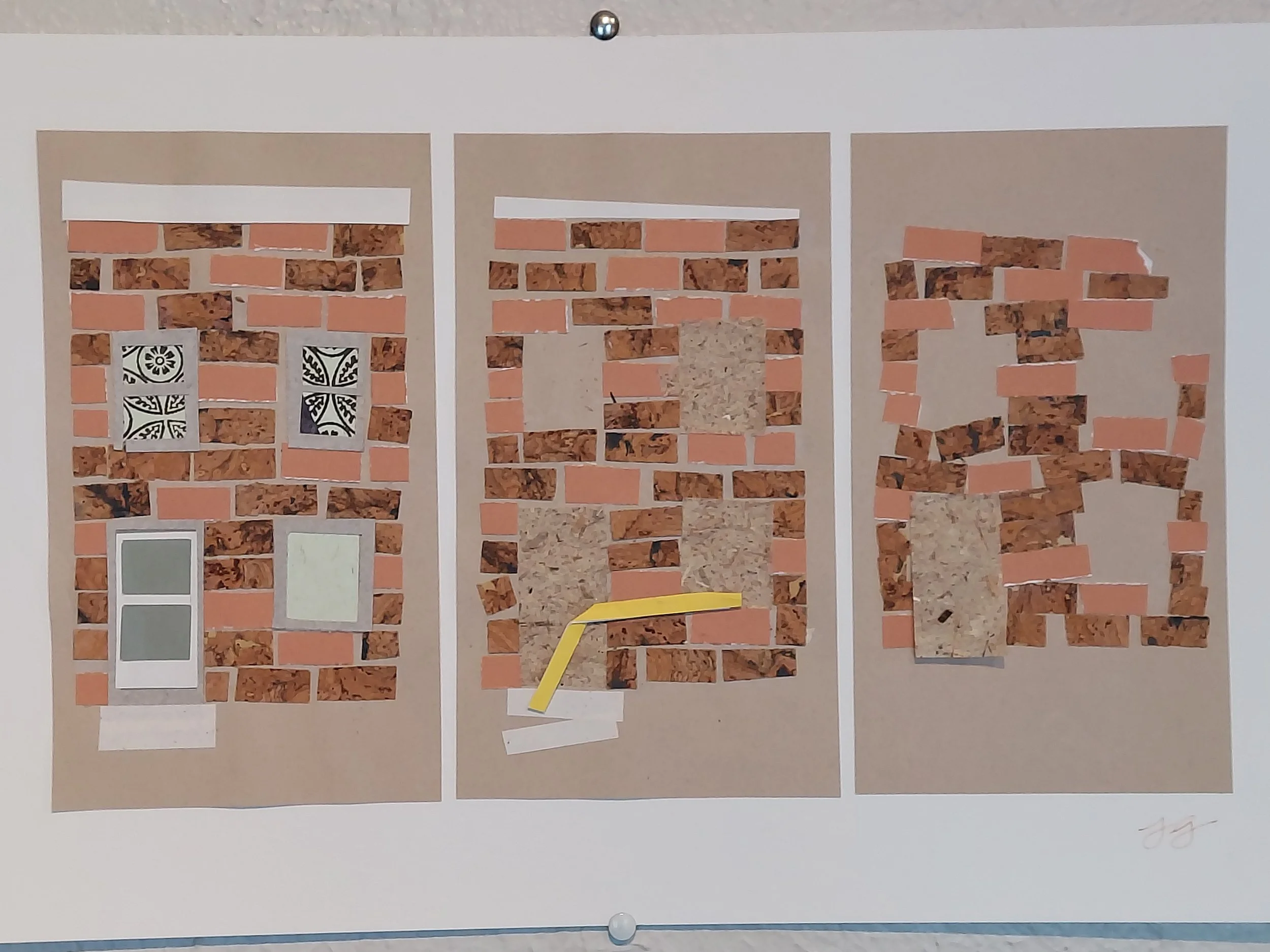 Stages of a Rowhome, 12x18, Framed Mixed Media Collage