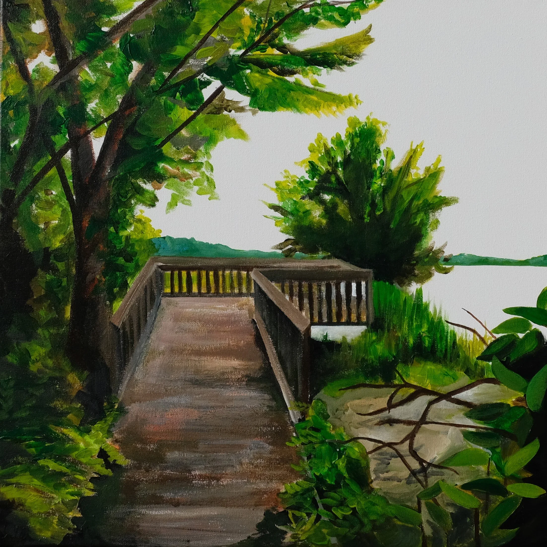 At the Edge of Dyke Marsh, 20x20, Acrylic on Canvas, 2023